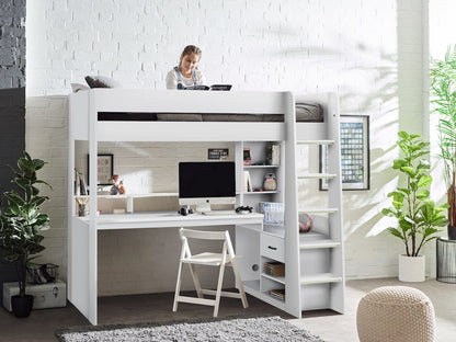 Julian Bowen High Sleeper Bed Single 90cm 3ft Blaze Gaming Highsleeper  Bed - All White Bed Kings