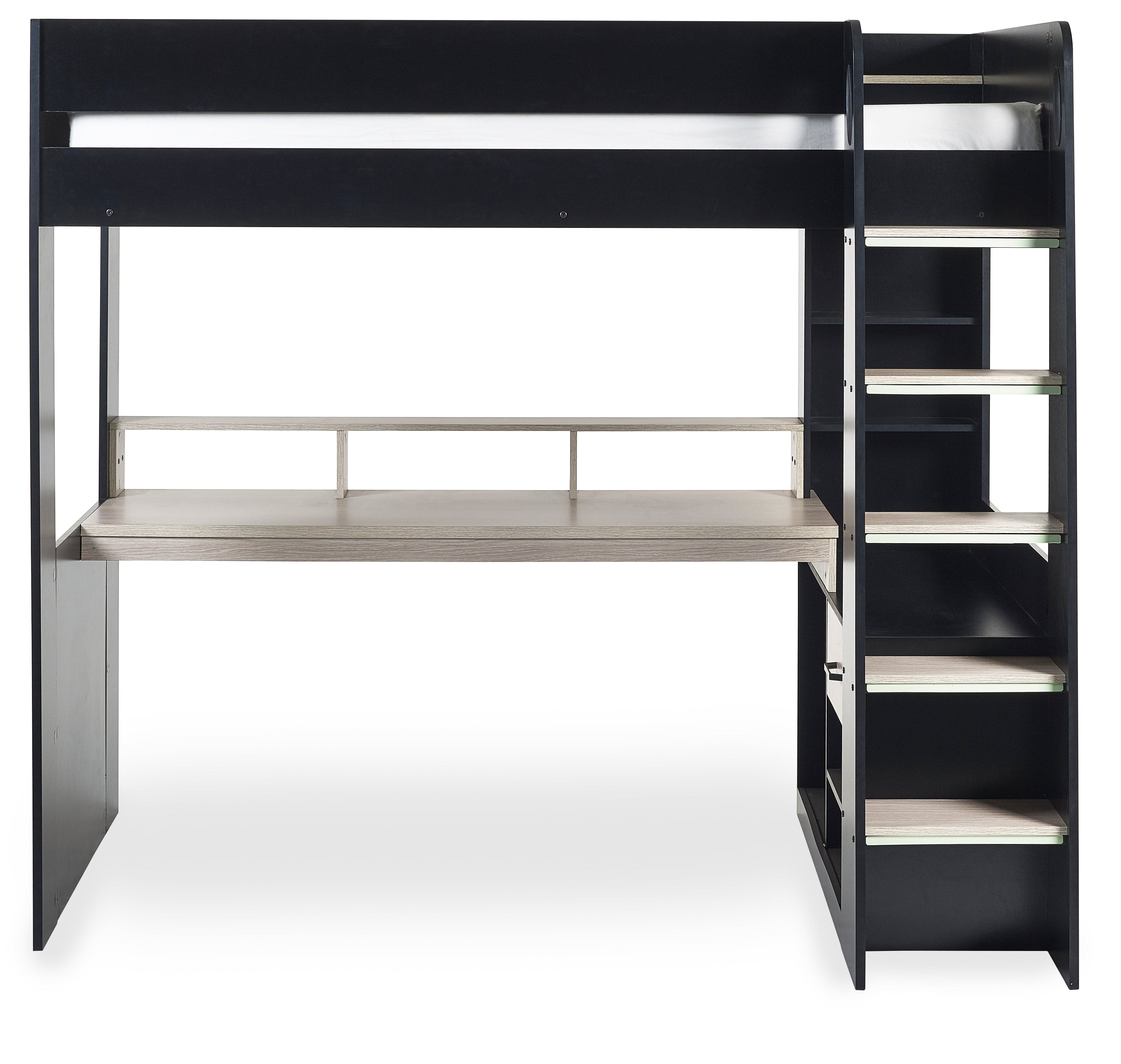 Julian Bowen High Sleeper Bed Single 90cm 3ft Blaze Gaming Highsleeper Bed - Black And Pale Wood Bed Kings