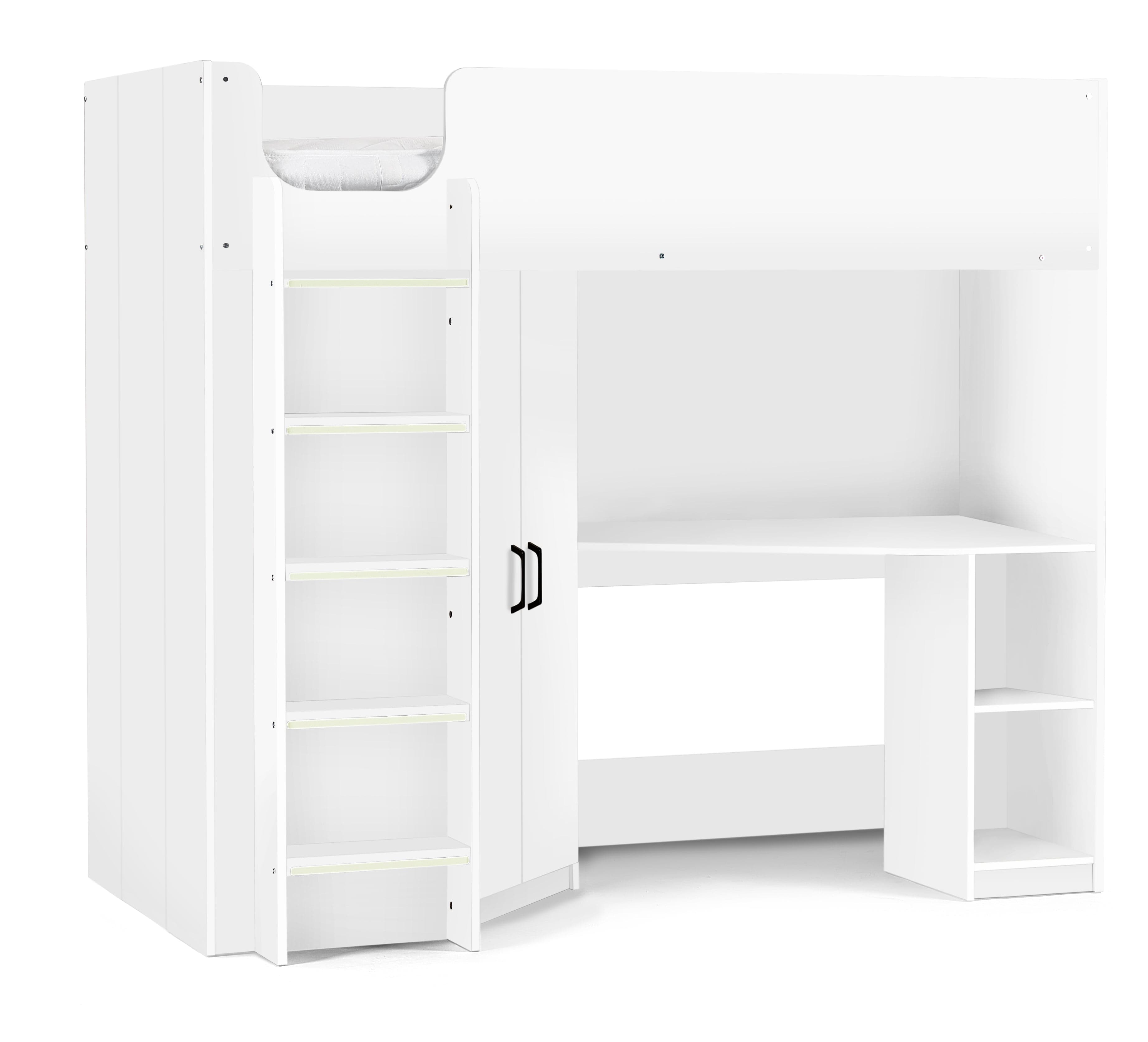 Julian Bowen High Sleeper Bed Single 90cm 3ft Hercules High Sleeper - All White Bed Kings