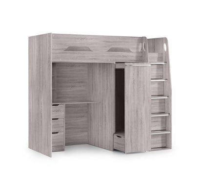 Julian Bowen High Sleeper Bed Single 90cm 3ft Pegasus Highsleeper Grey Oak Bed Kings