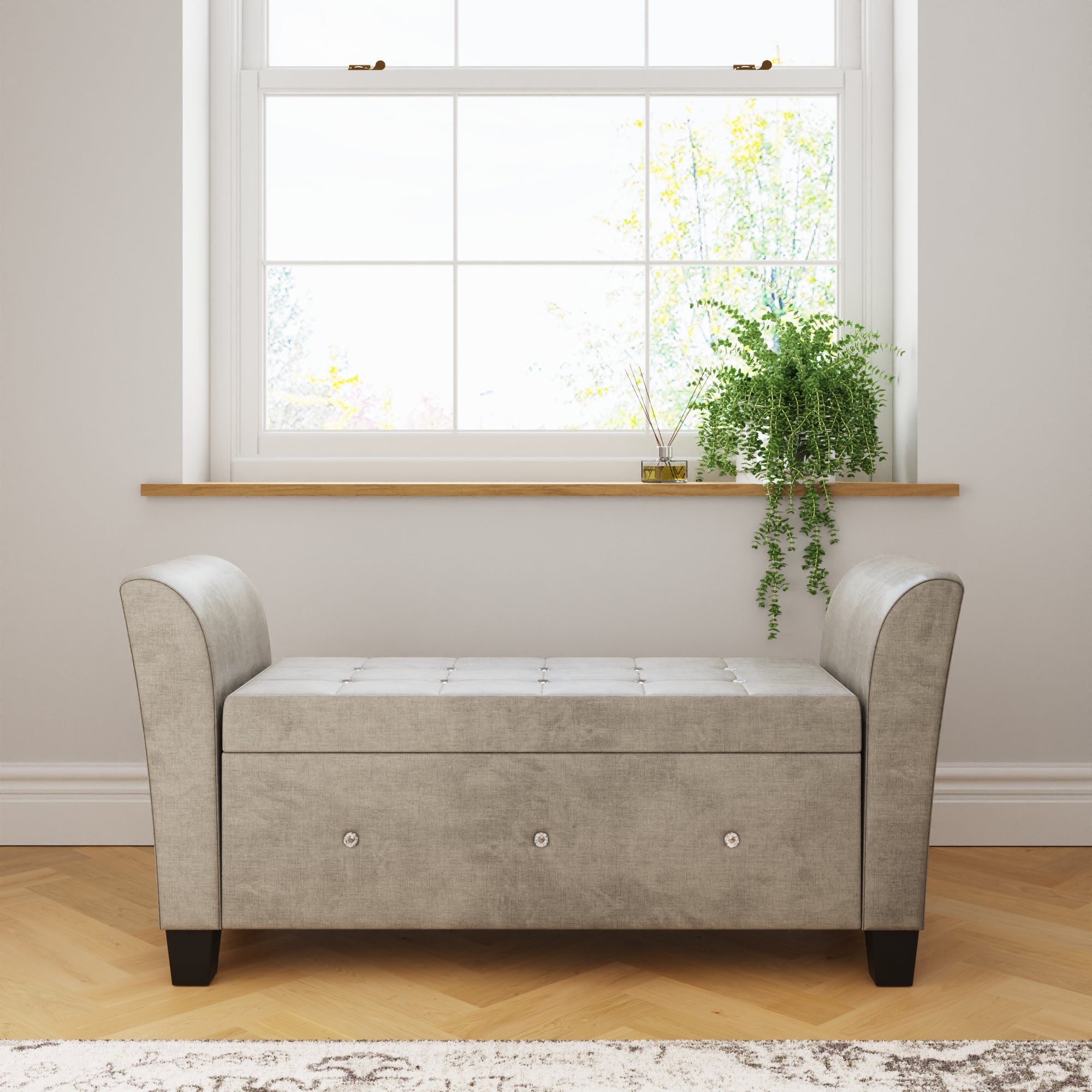 Verona Diamante Window Seat Silver Chenille