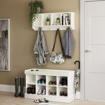 Kempton Shoe Bench + Wall Rack White