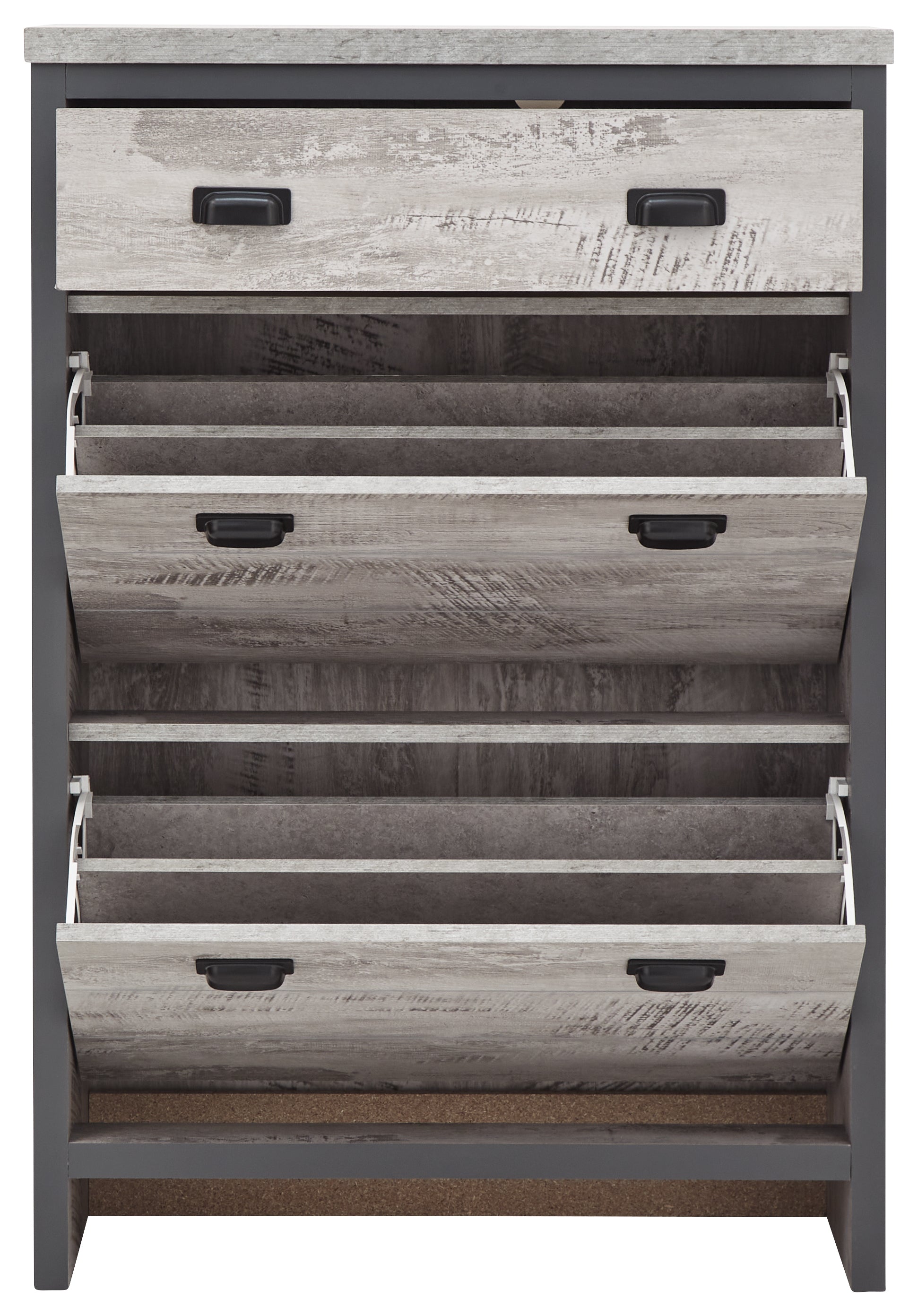 Boston 2 Tier 1 Drawer Shoe Cabinet Grey