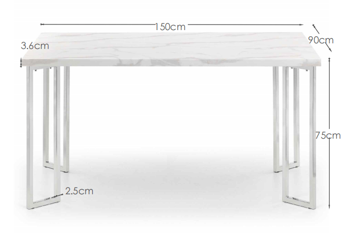 Positano Marble & Chrome Dining Table