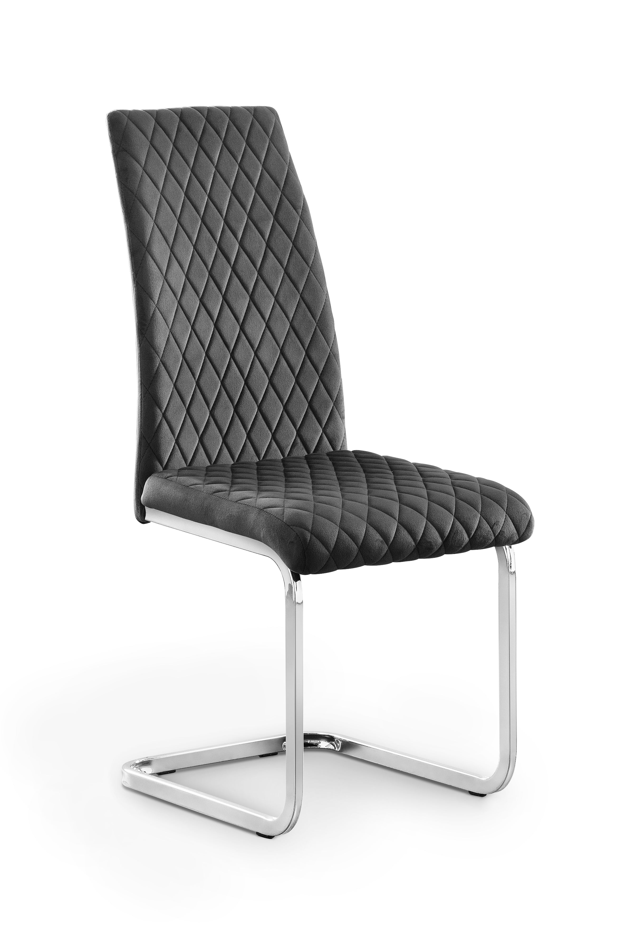 Calabria Velvet Cantilever Chairs - Grey (Set Of 4)