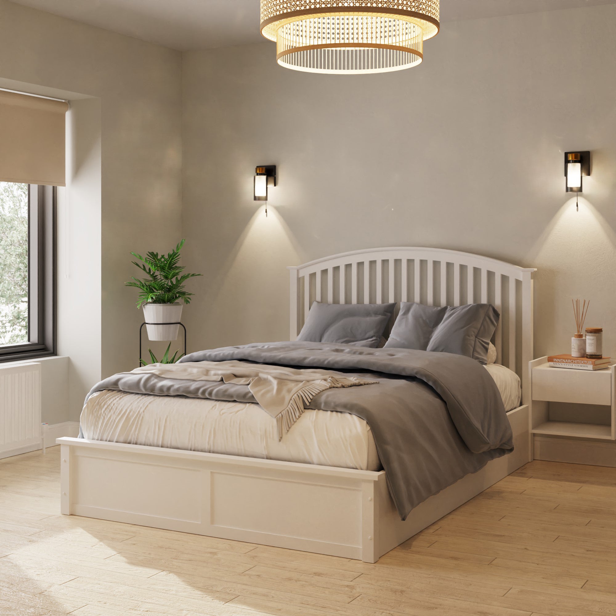 Madrid Wooden Ottoman Bed White