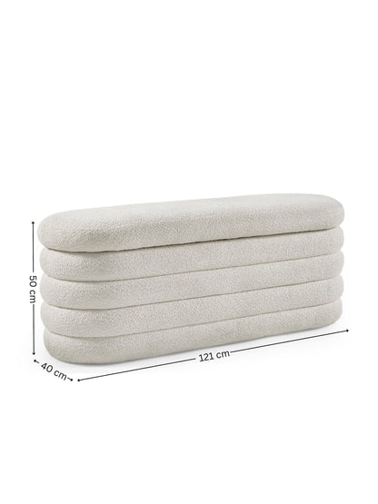 Hailey Ivory Boucle Upholstered Ottoman Storage Bench