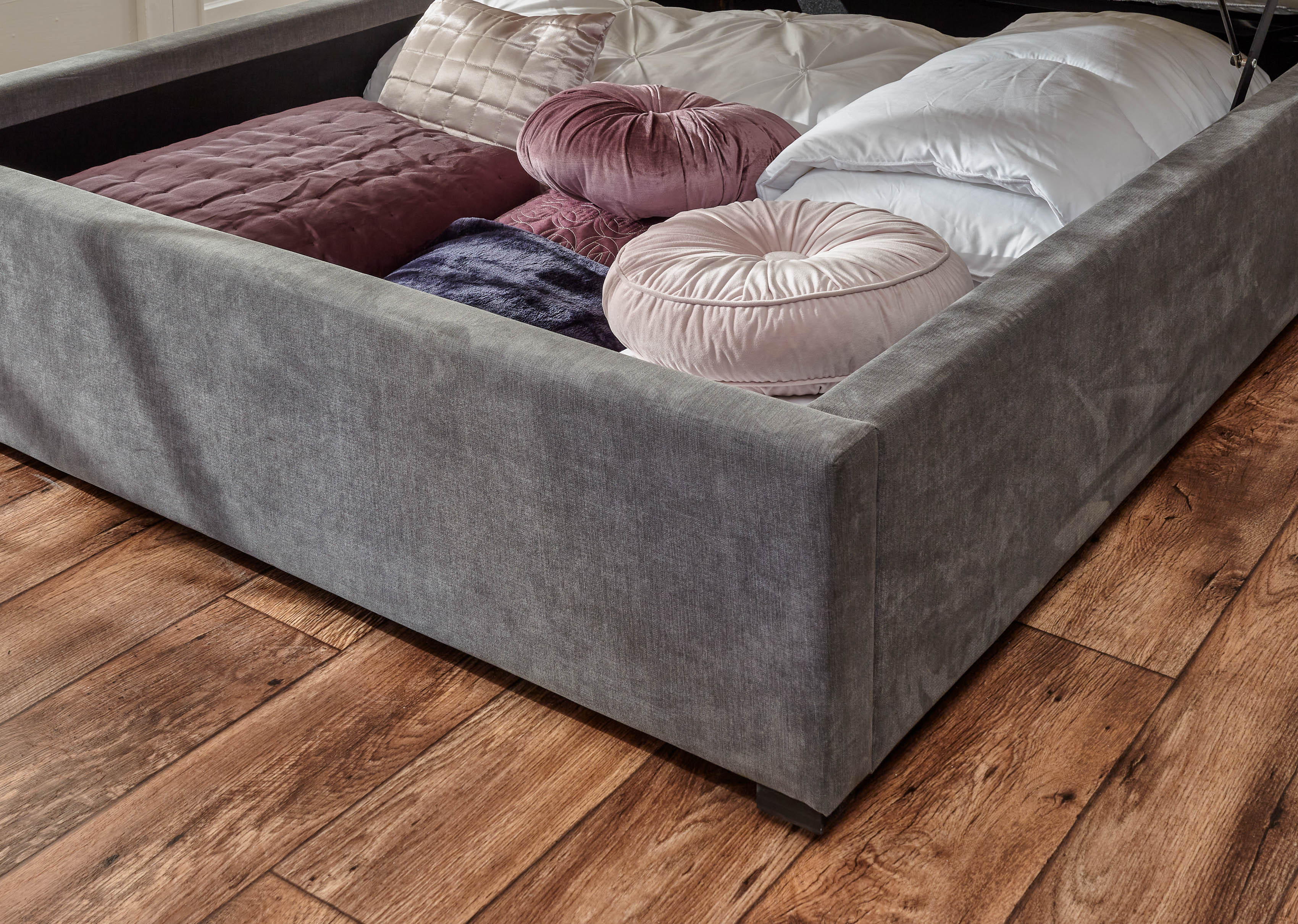 Dakota Ottoman Bed With Solid Base Grace Pewter