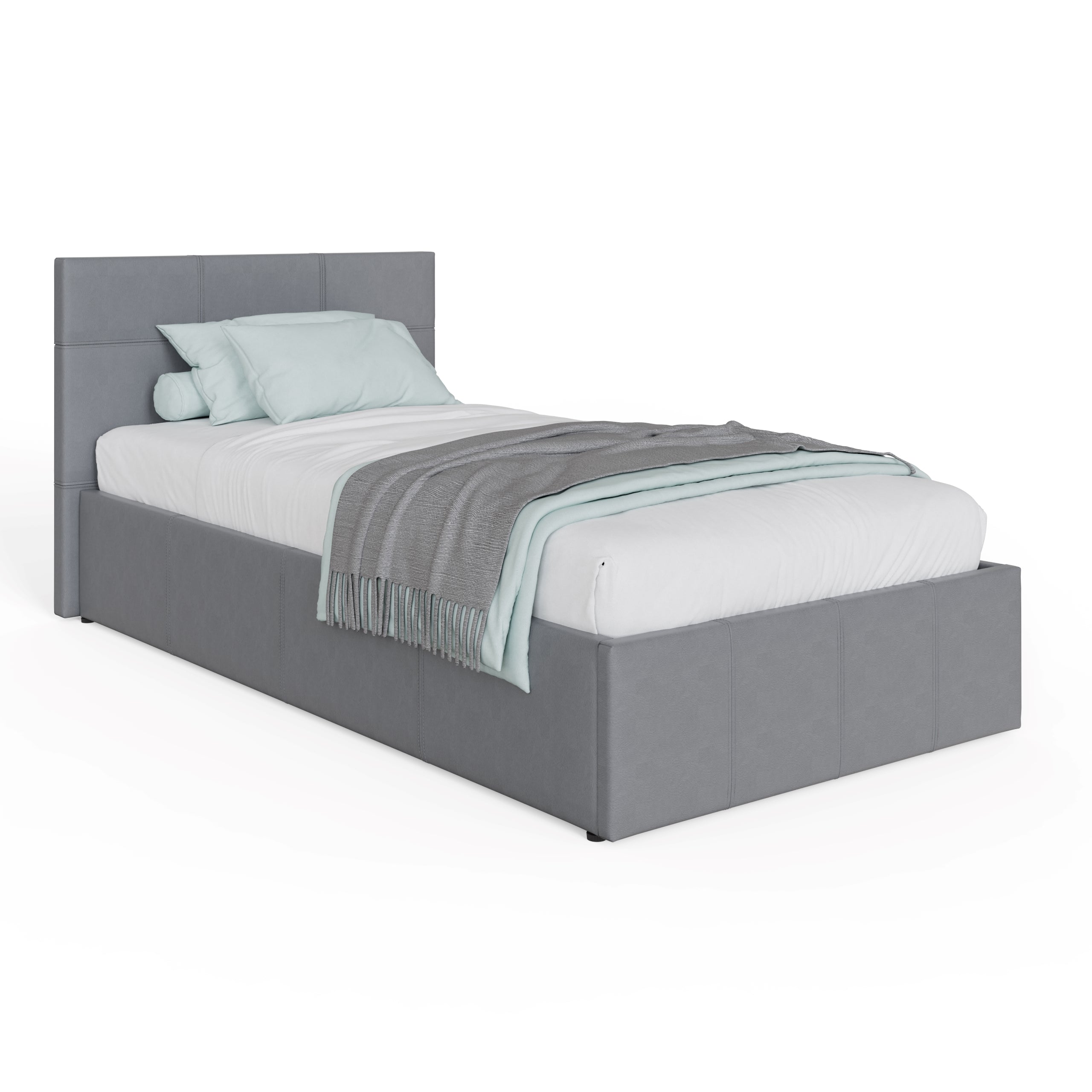 End Lift Ottoman Bed Grey Leather
