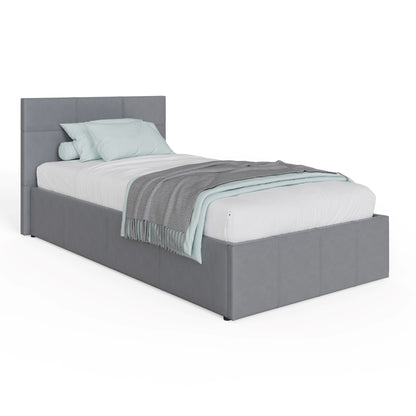 End Lift Ottoman Bed Grey Leather