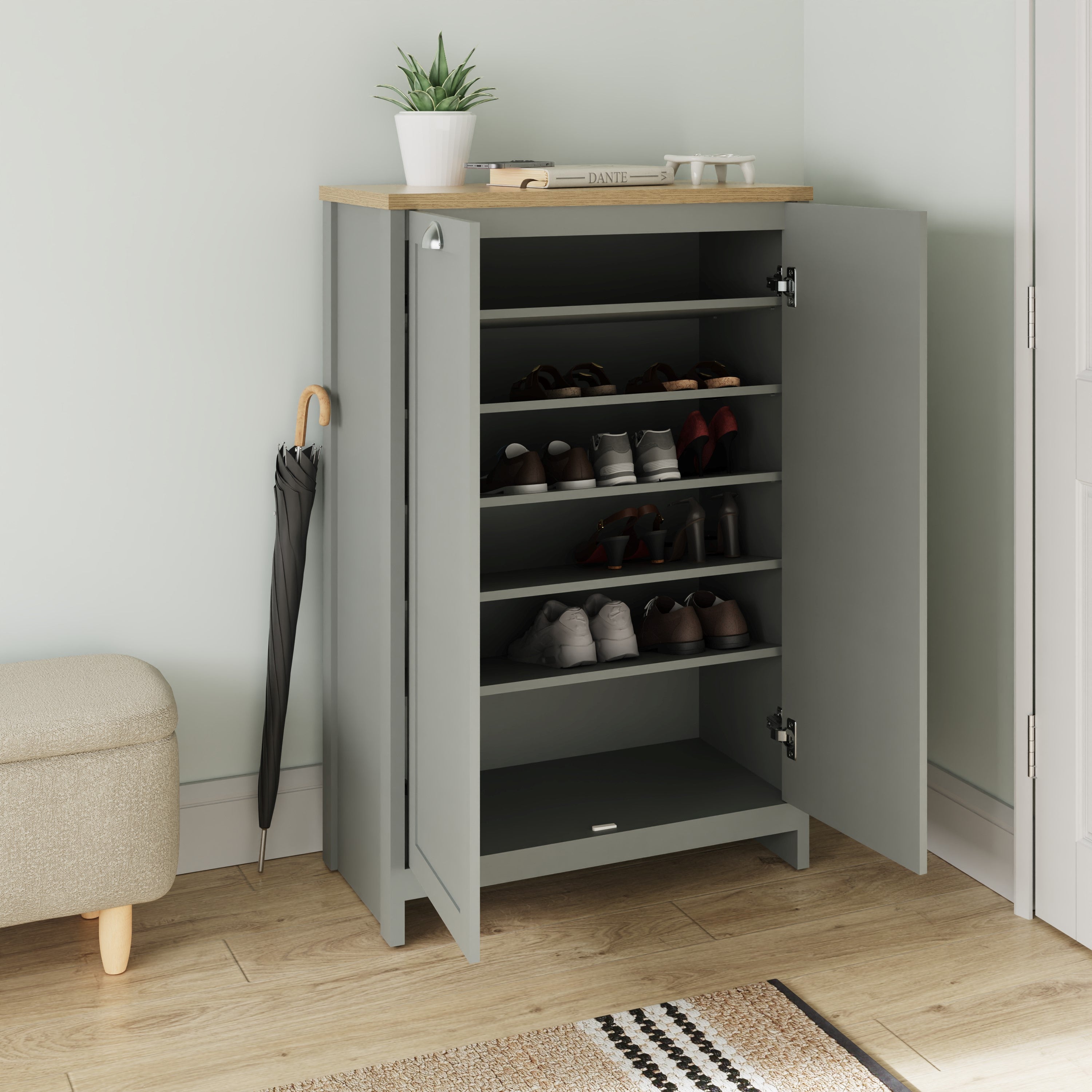 Lancaster 2 Door Shoe Cabinet Grey