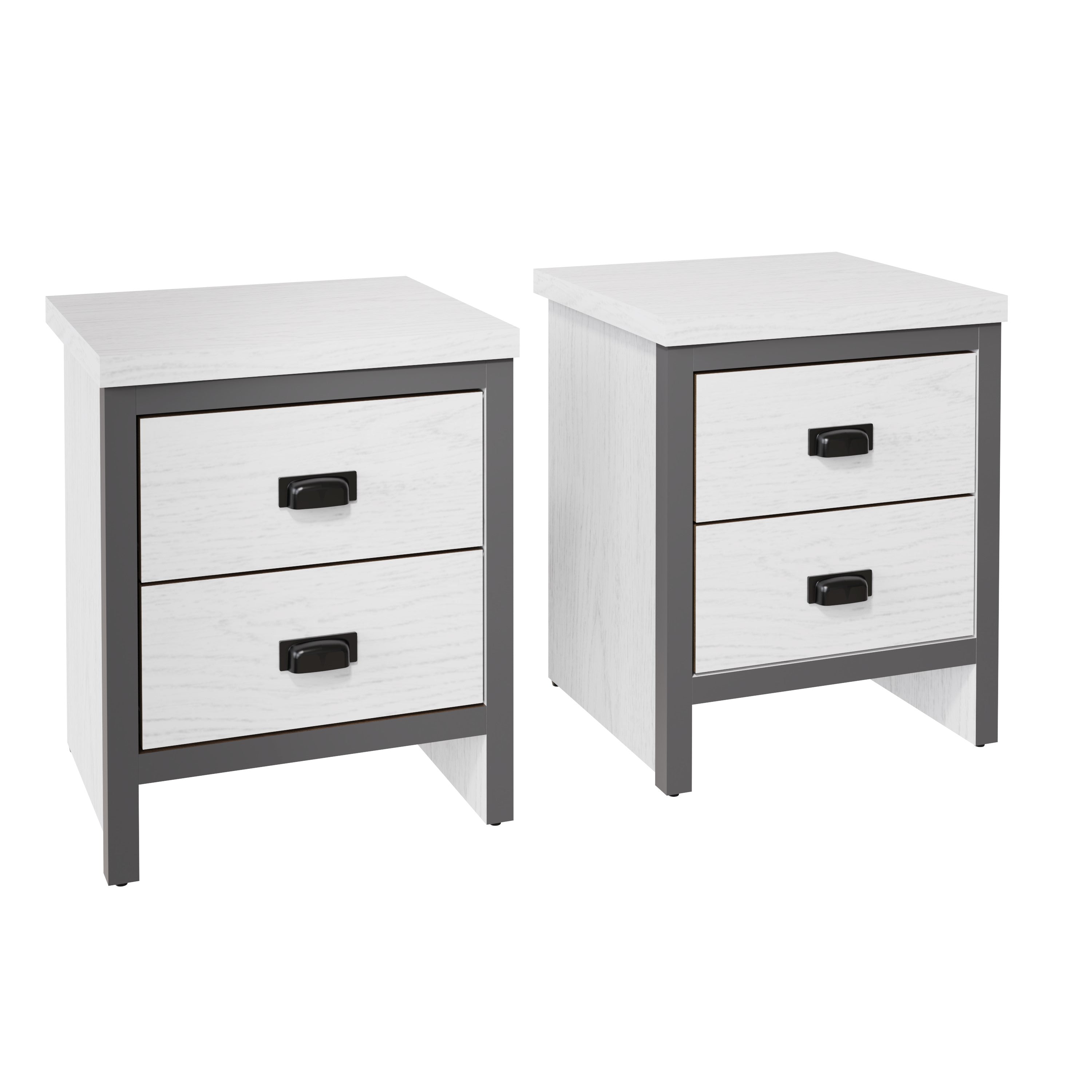 Boston 2 Drawer Bedside Table Pair White