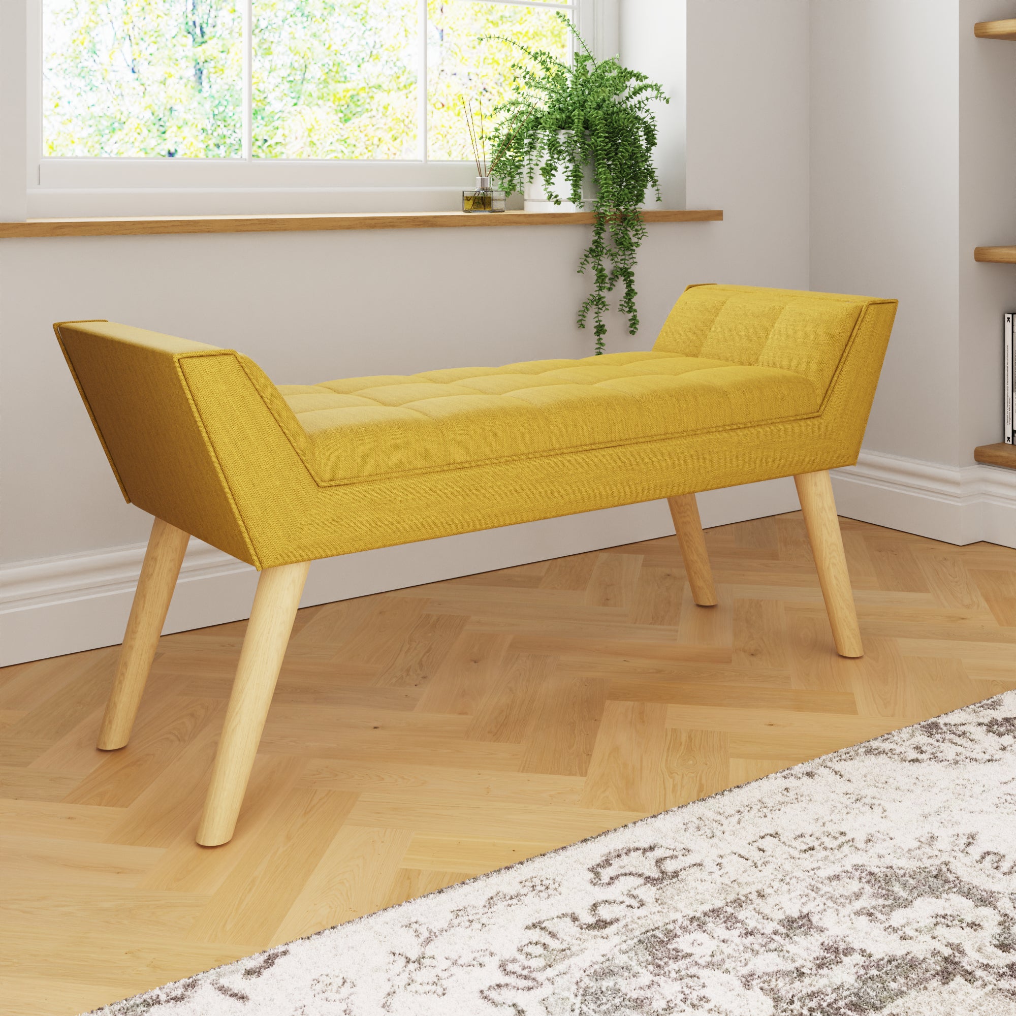 Milan Upholstered Bench Mustard