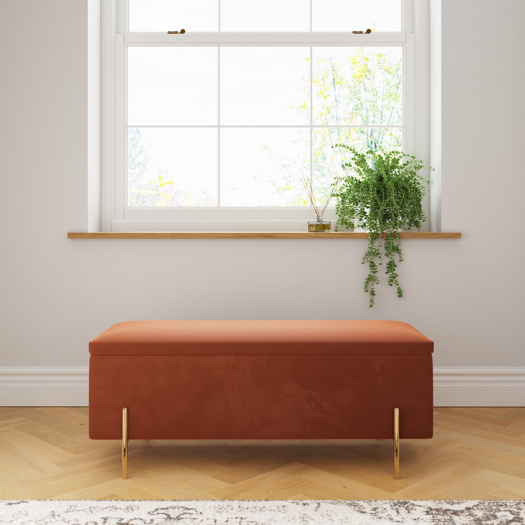 Mystica Ottoman Storage Bench Russet