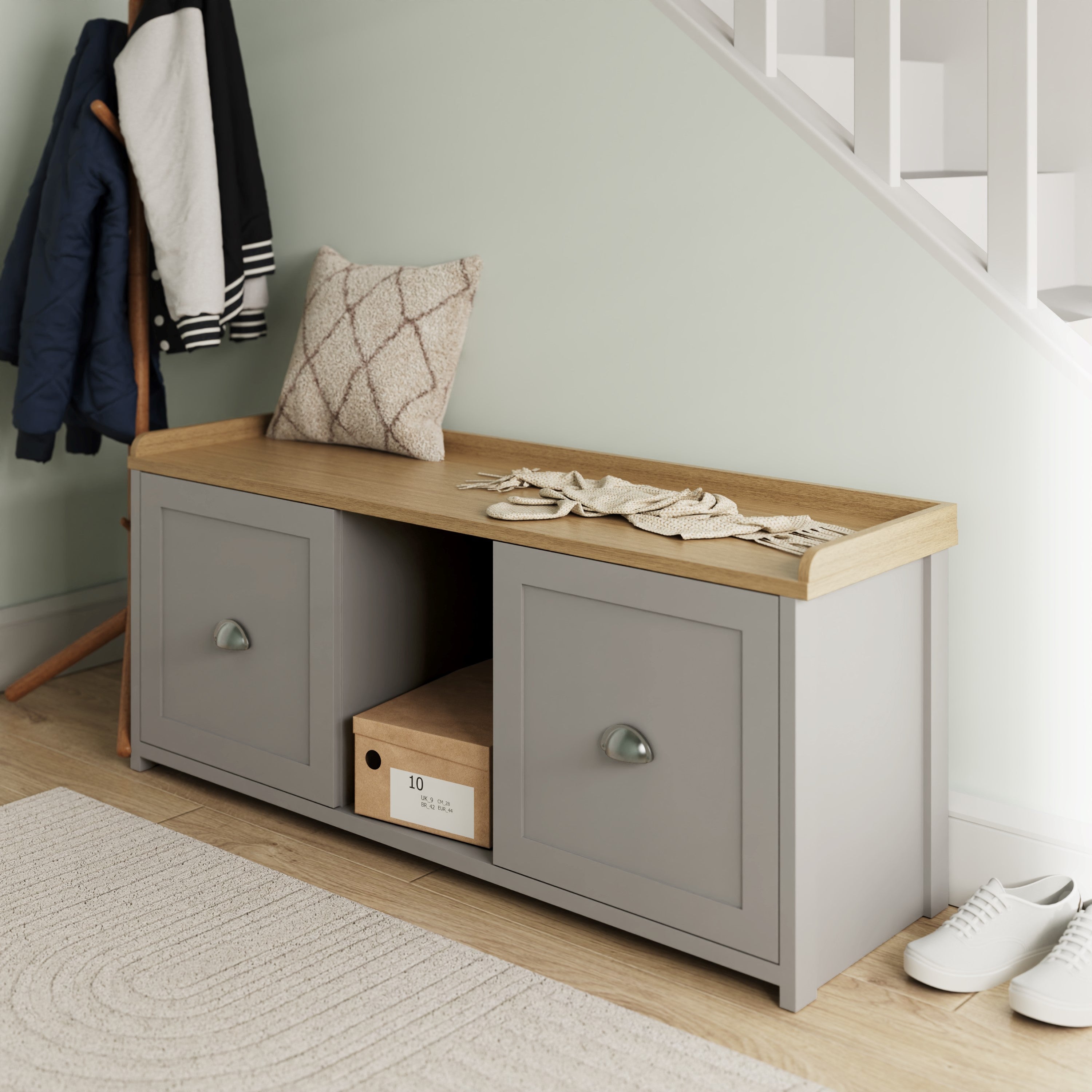 Lancaster 2 Door Shoe Bench Grey