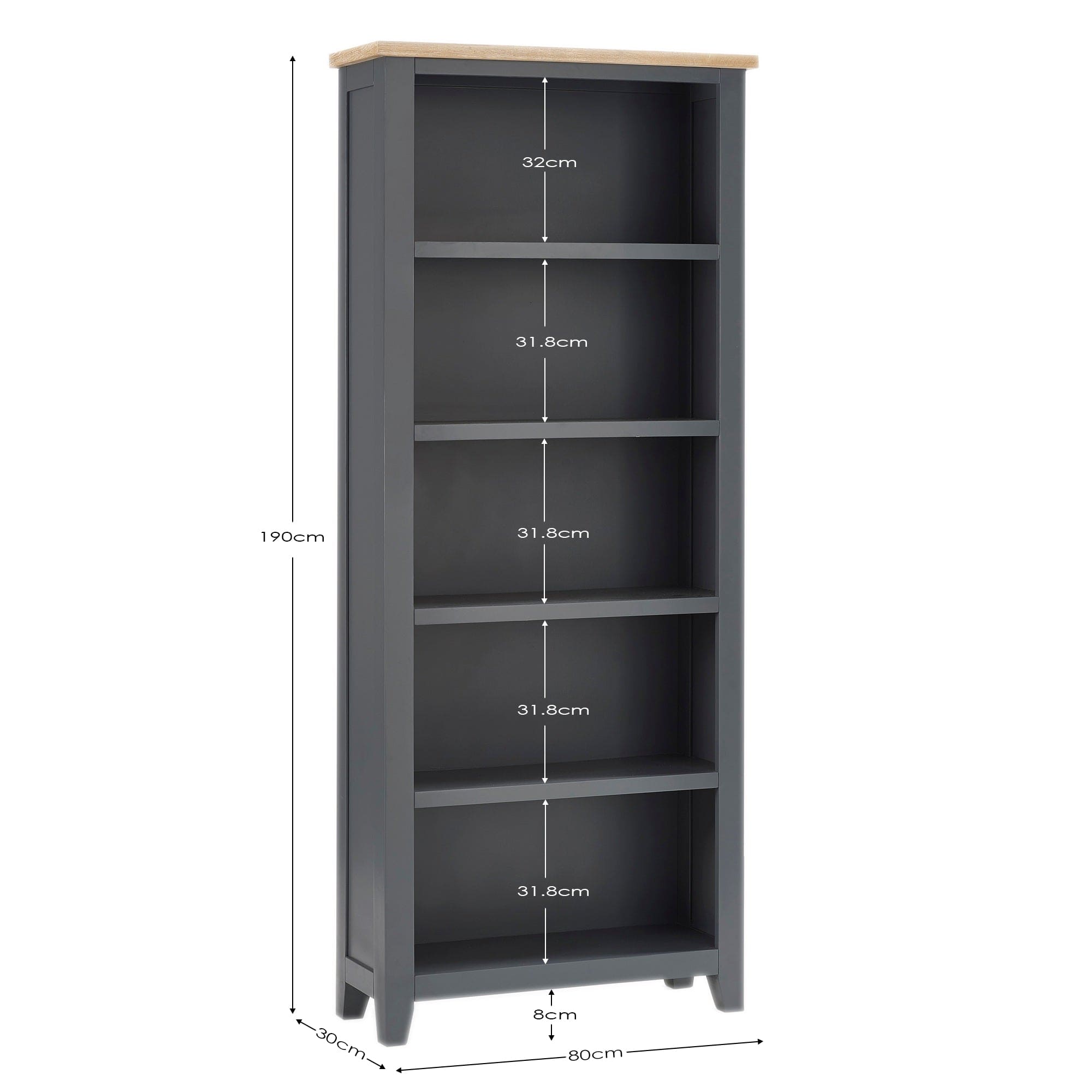 Bordeaux Tall Bookcase Dark Grey