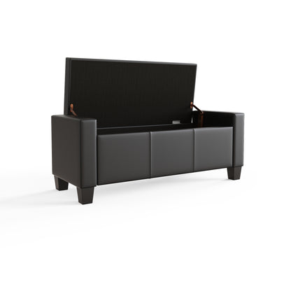 Verona Ottoman Bench Black  Pu