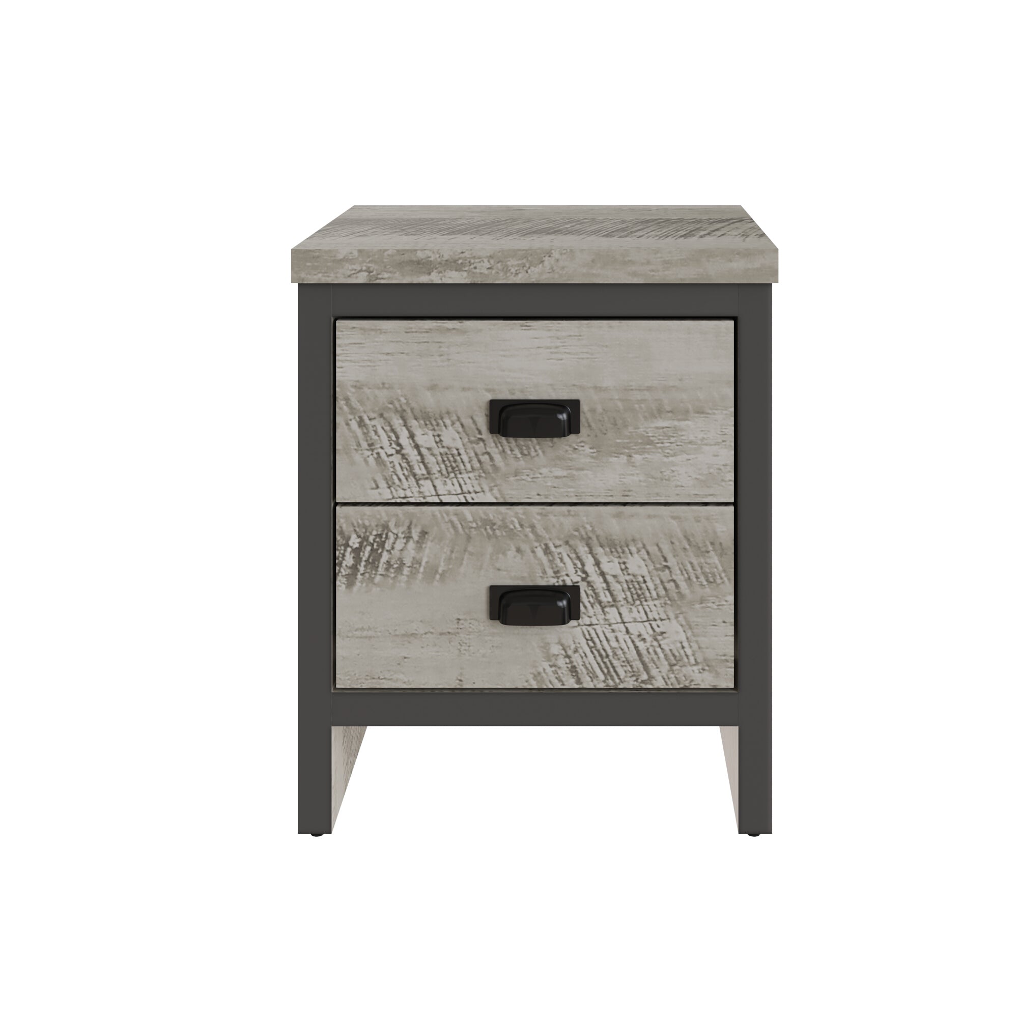 Boston 2 Drawer Bedside Table Grey