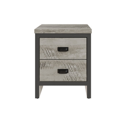 Boston 2 Drawer Bedside Table Grey