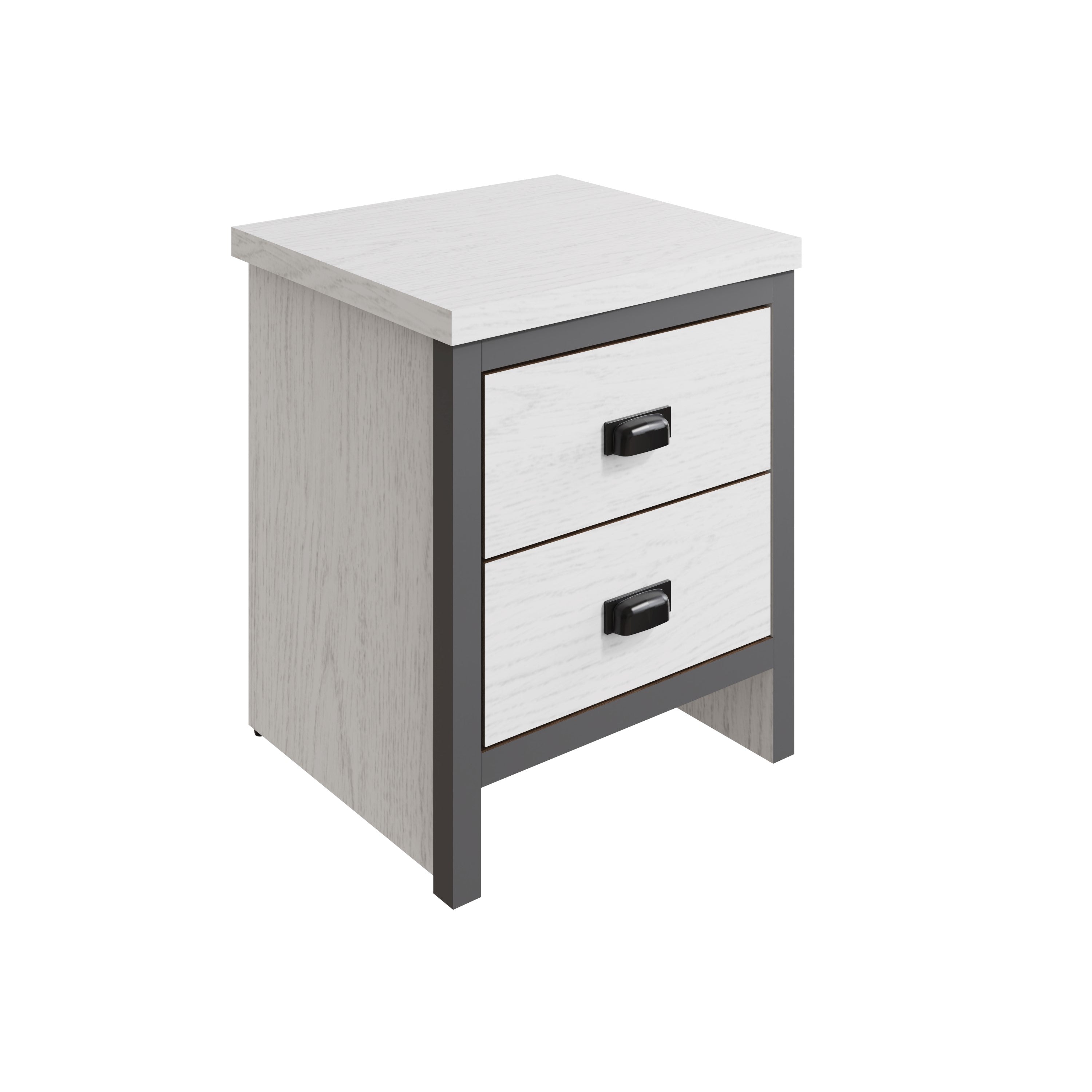 Boston 2 Drawer Bedside Table White
