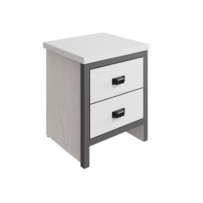Boston 2 Drawer Bedside Table White