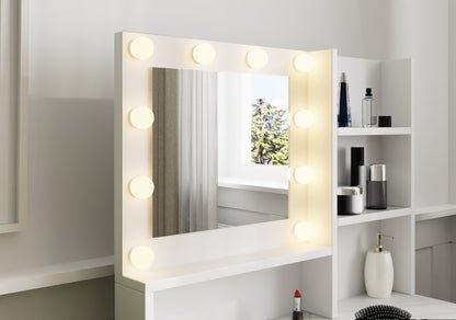 Eva Dressing Table With Stool White