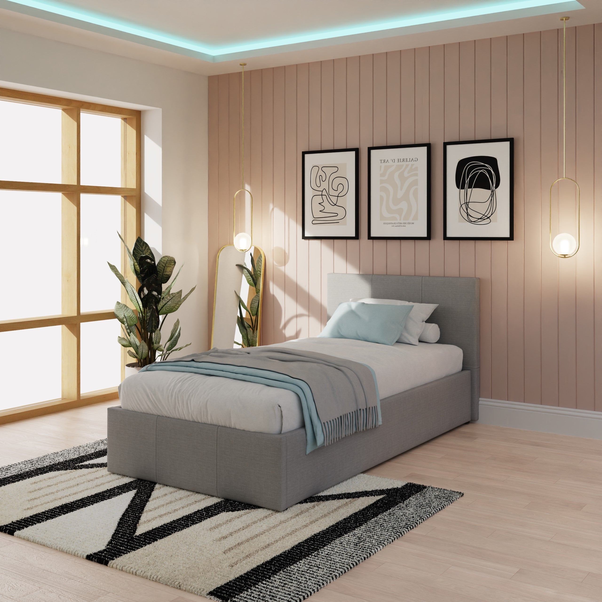 End Lift Ottoman Bed Grey