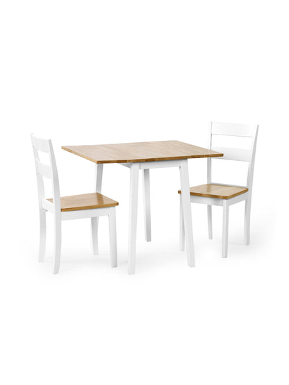 Linwood White and Oak 75cm Drop Leaf Square Extending Dining Table