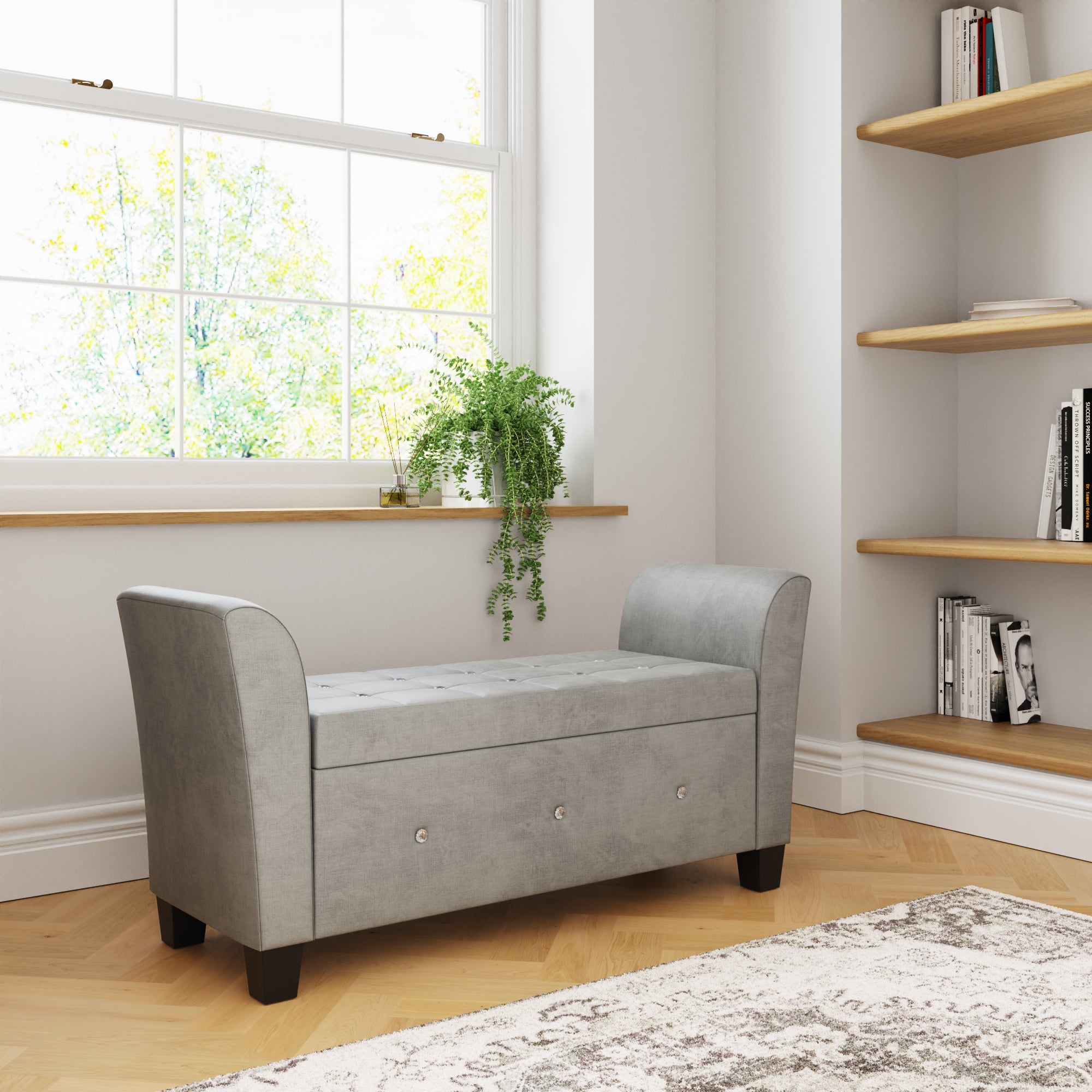 Verona Diamante Window Seat Grey Chenille