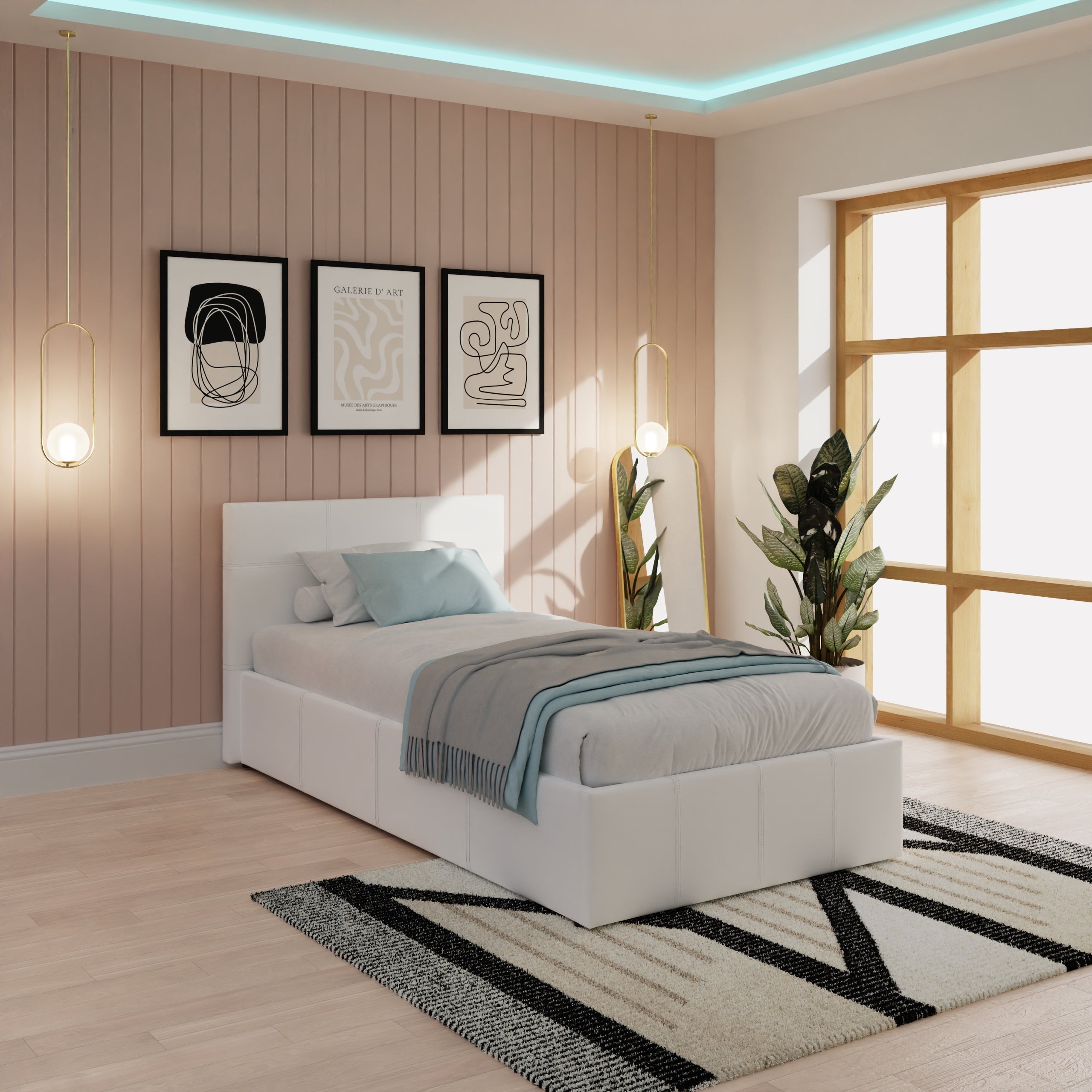 End Lift Ottoman Bed White