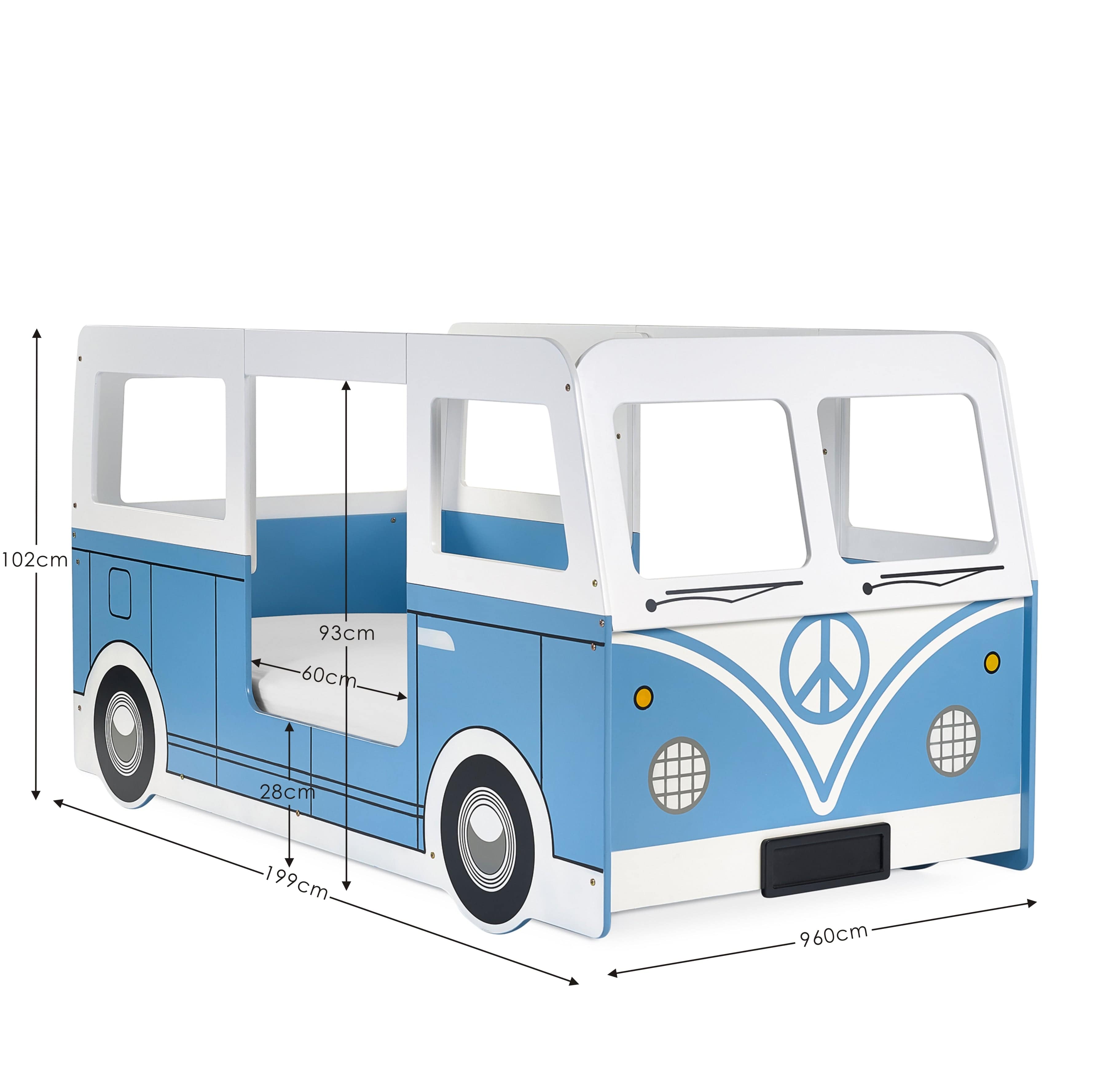 Julian Bowen Kids Bed Single 90cm 3ft Campervan Bed - Light Blue Bed Kings