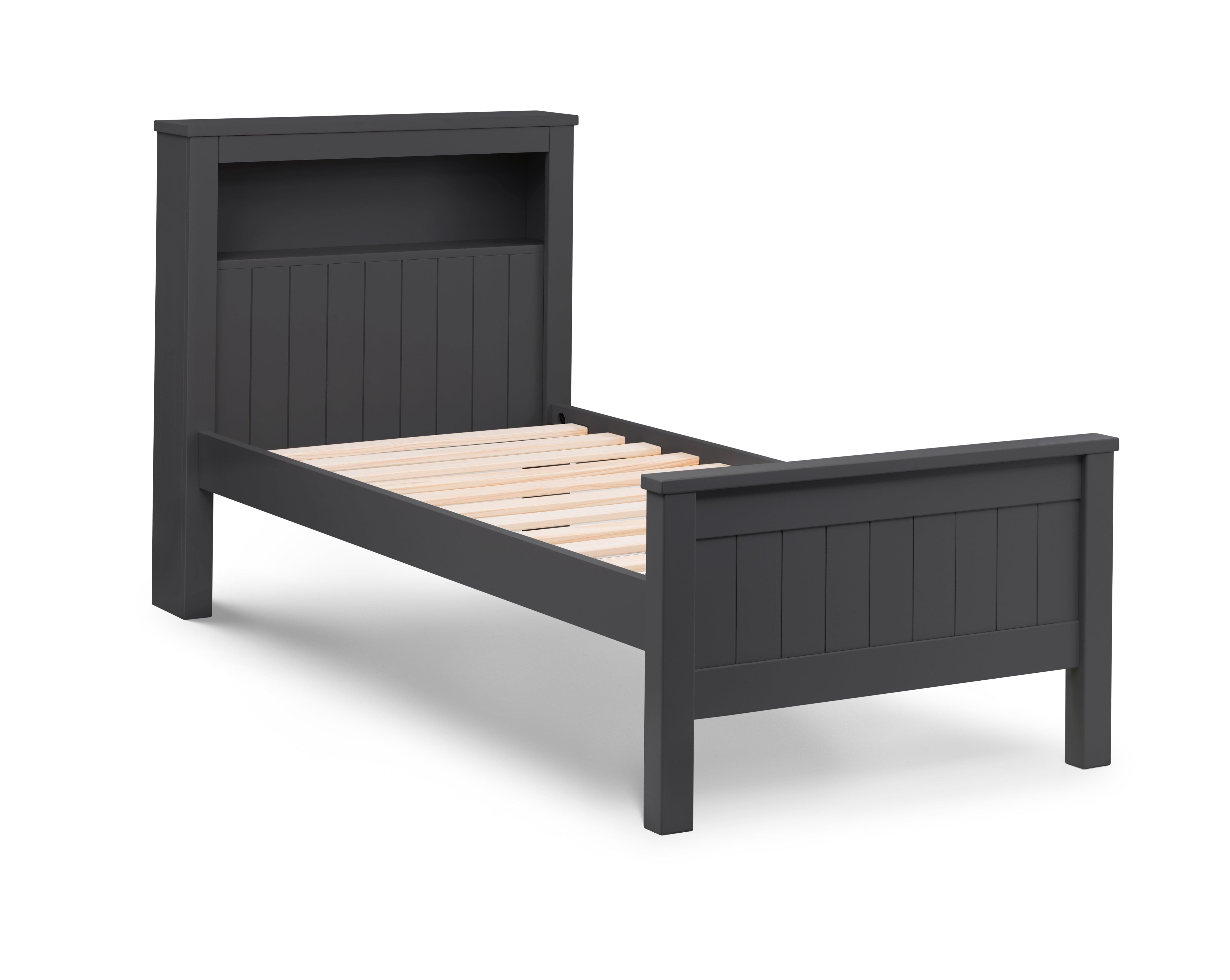 Julian Bowen Kids Bed Single 90cm 3ft Maine Bookcase Bed - Anthracite Bed Kings