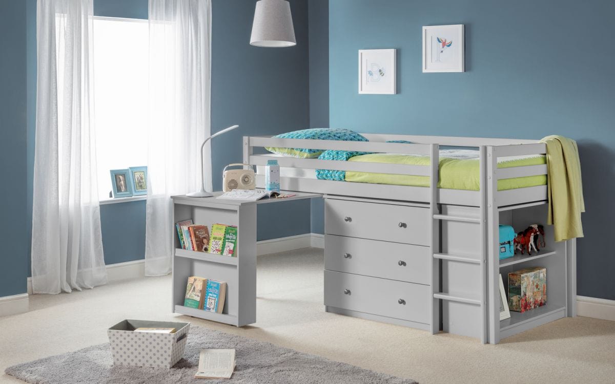 Julian Bowen Kids Bed Single 90cm 3ft Roxy Sleepstation - Dove Grey Bed Kings