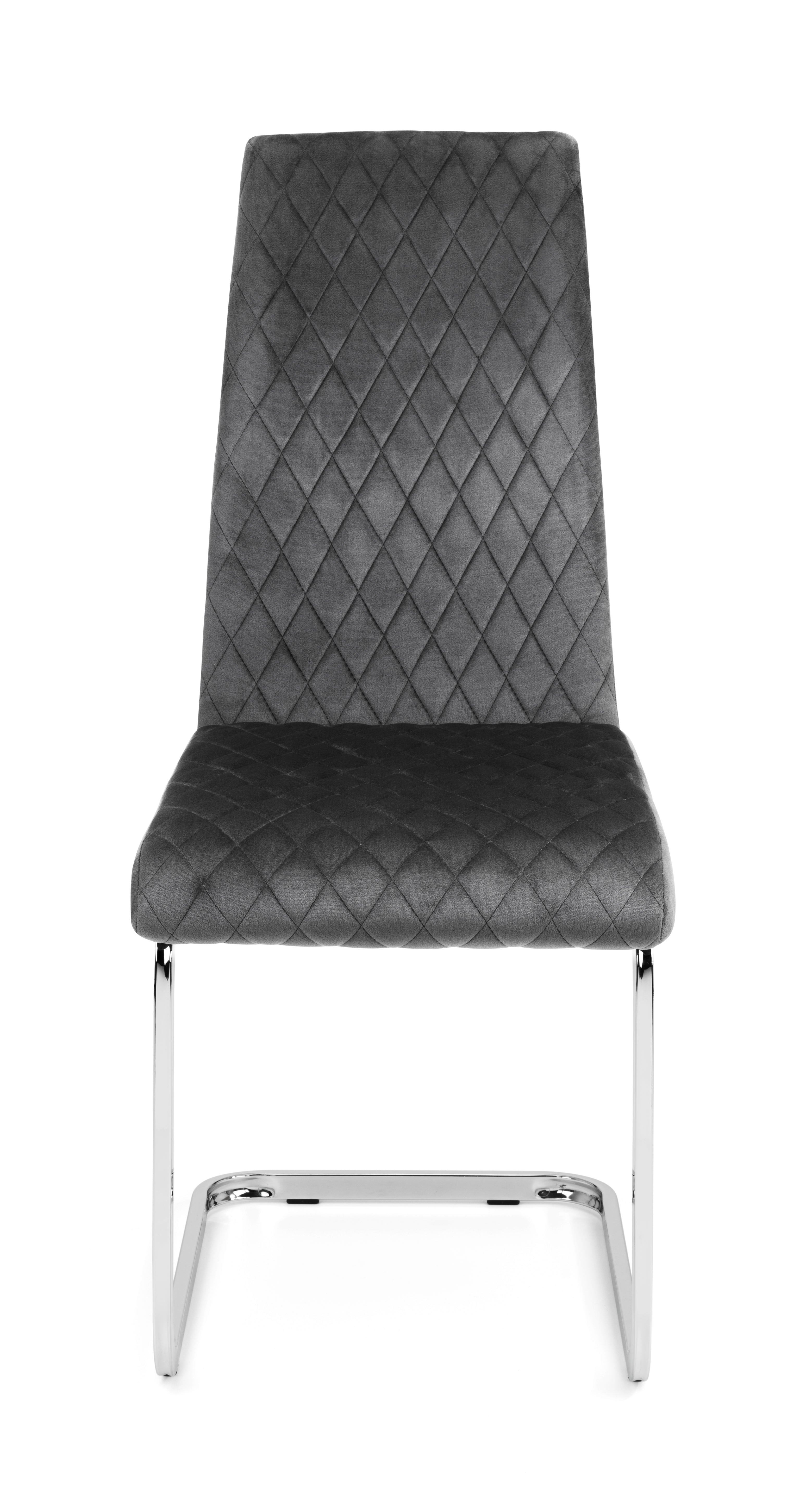 Calabria Velvet Cantilever Chairs - Grey (Set Of 4)