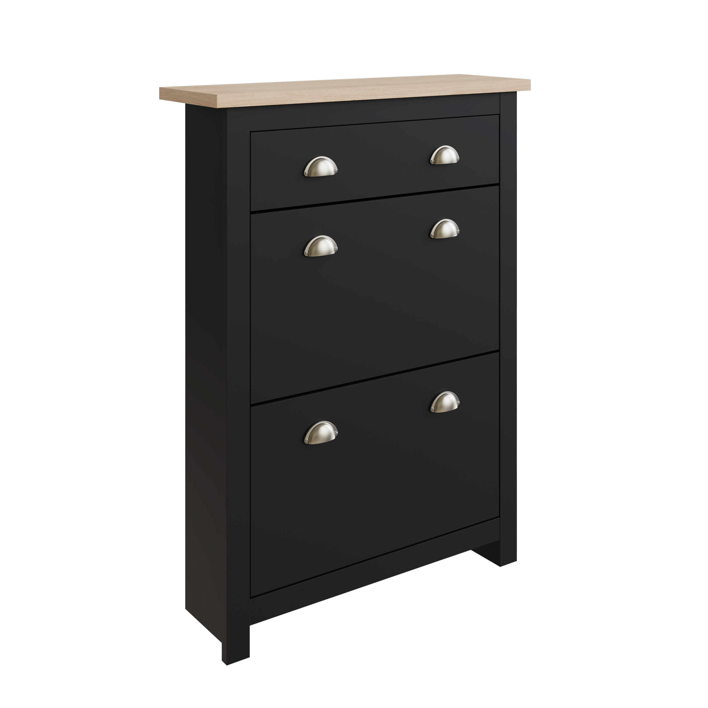 Lancaster 2Dr 1Drw Shoe Cabinet Black