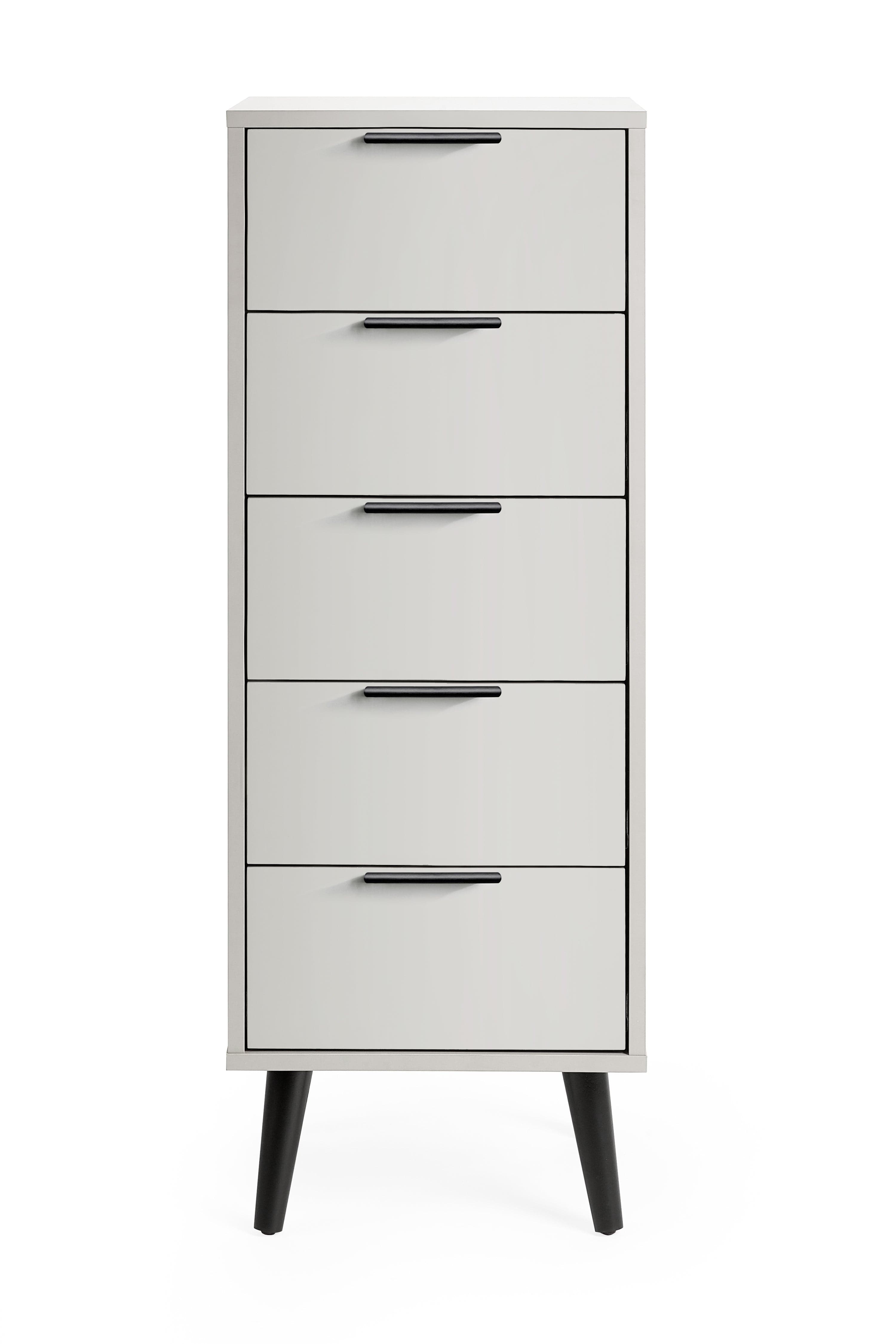 Alba 5 Drawer Narrow Chest - Silk Grey