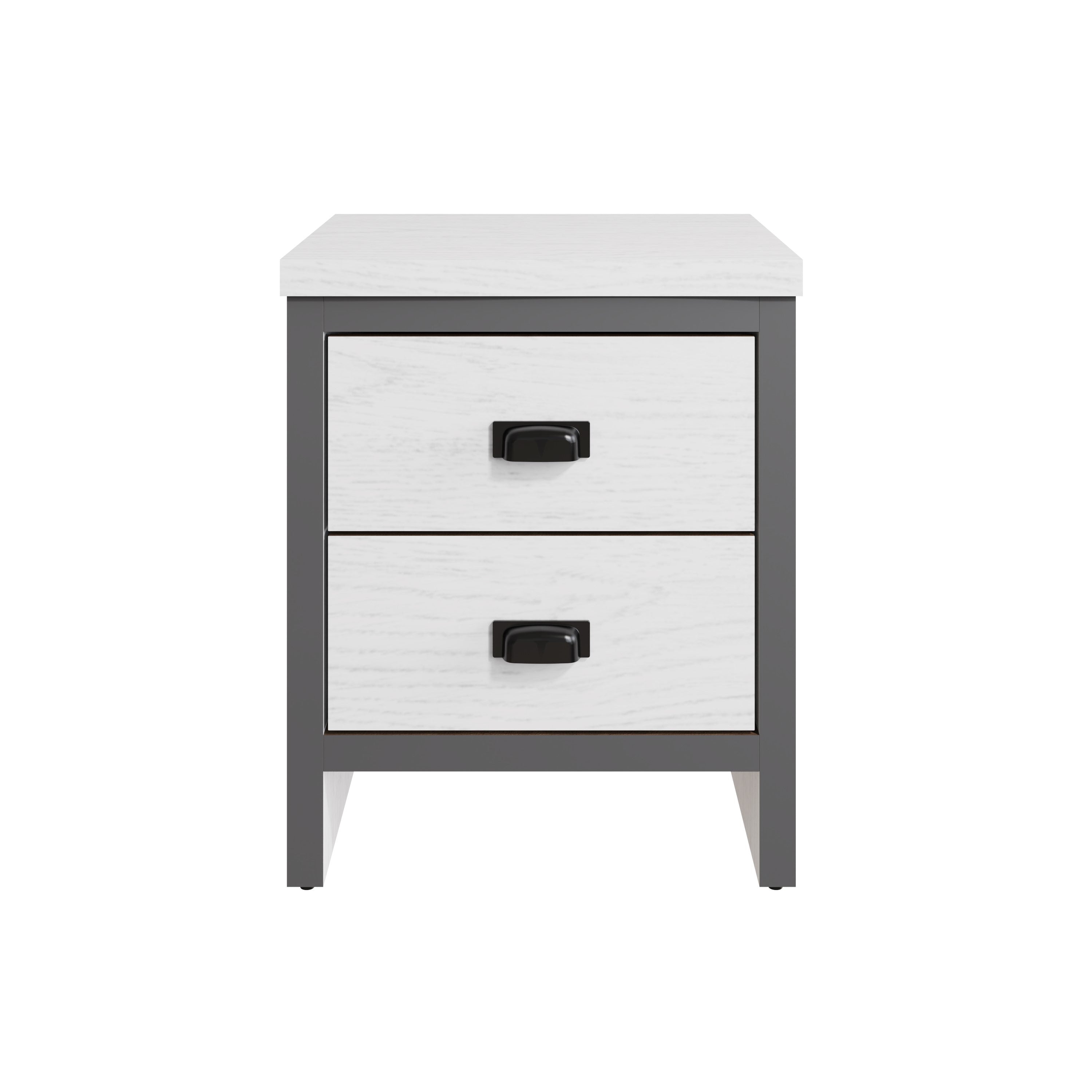 Boston 2 Drawer Bedside Table White