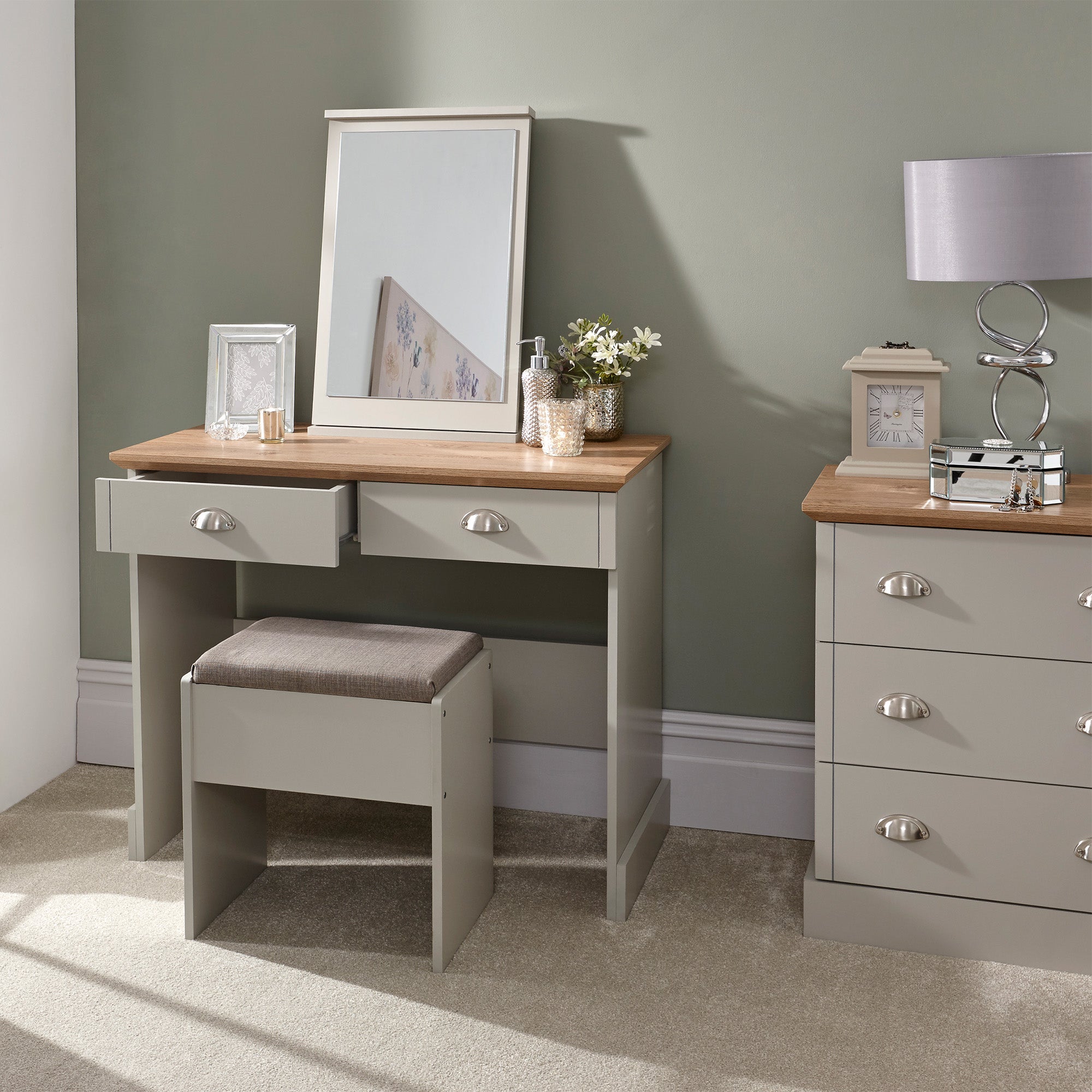 Kendal Dressing Table With Stool Grey