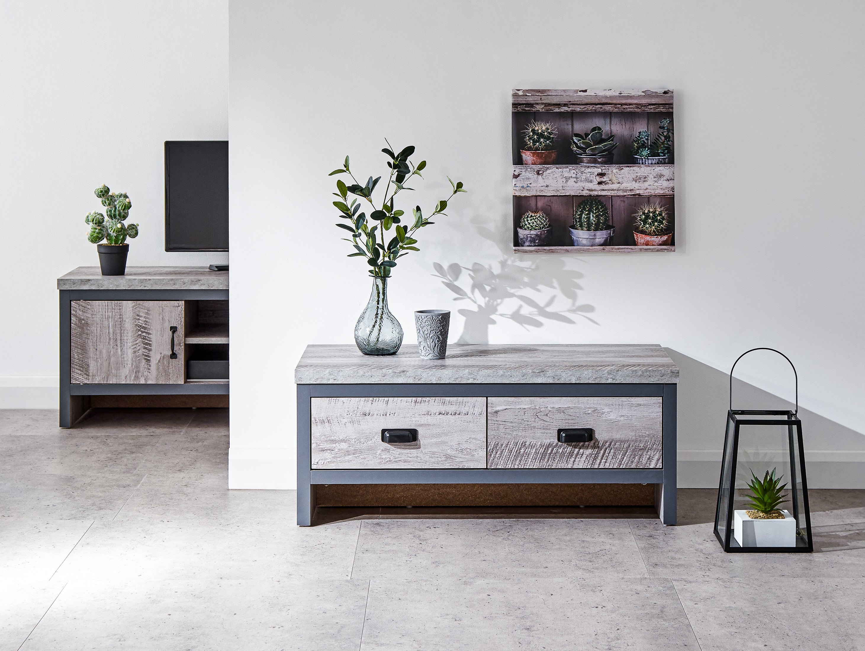 Boston 2 Drawer Coffee Table Grey