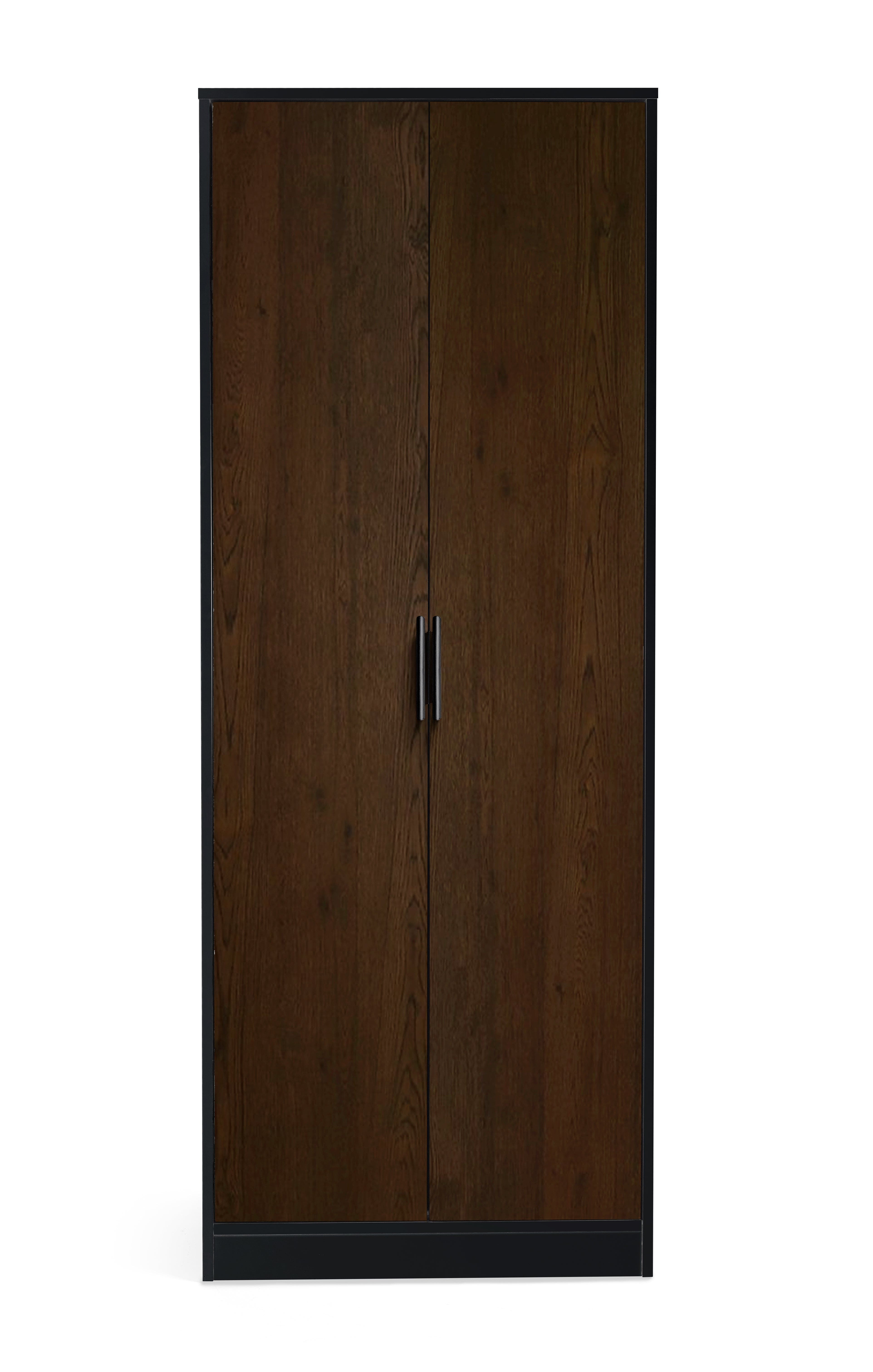 Alba 2 Door Wardrobe - Walnut/Black