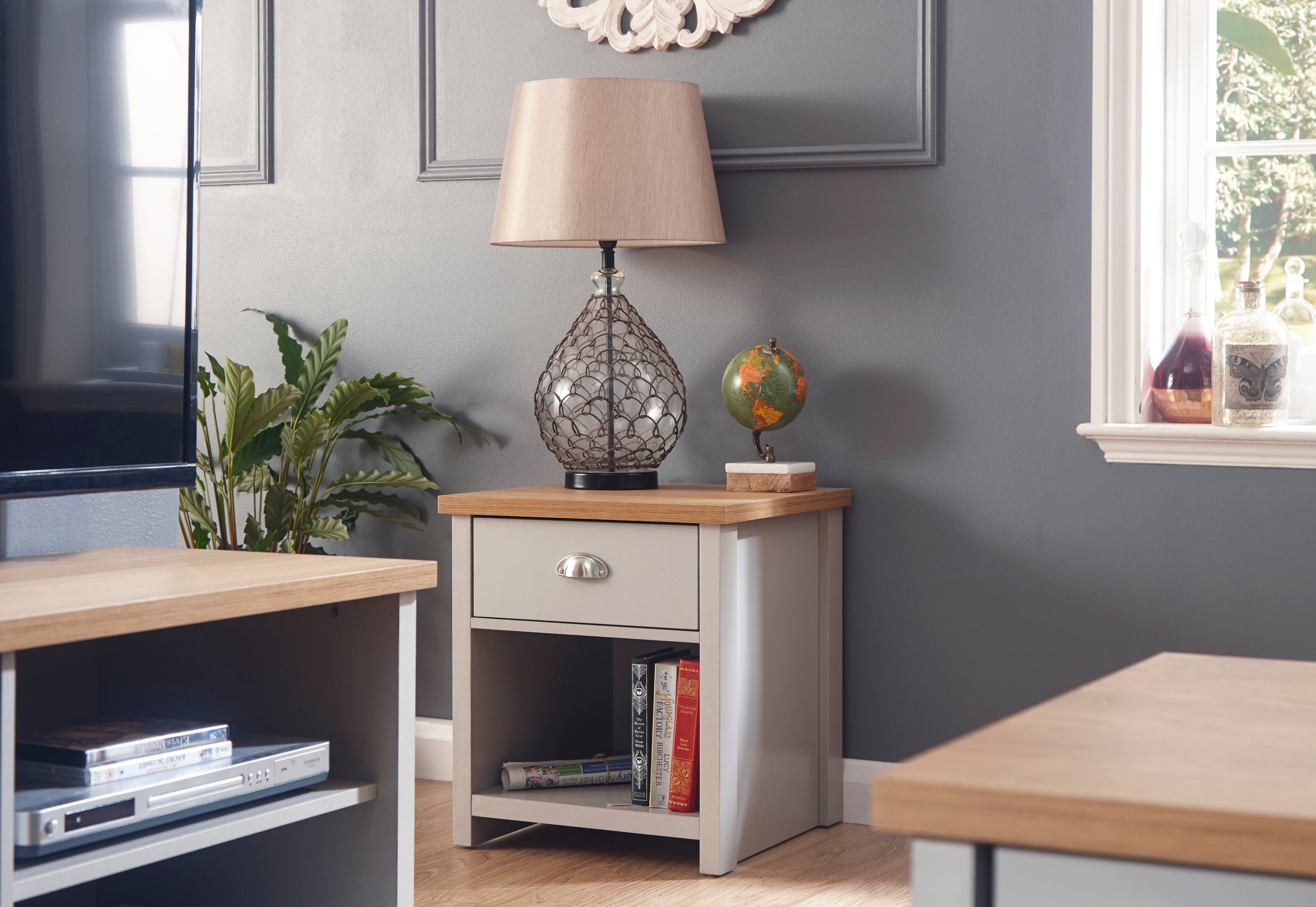 GFW Lamp Table Lancaster Lamp Table Grey Bed Kings