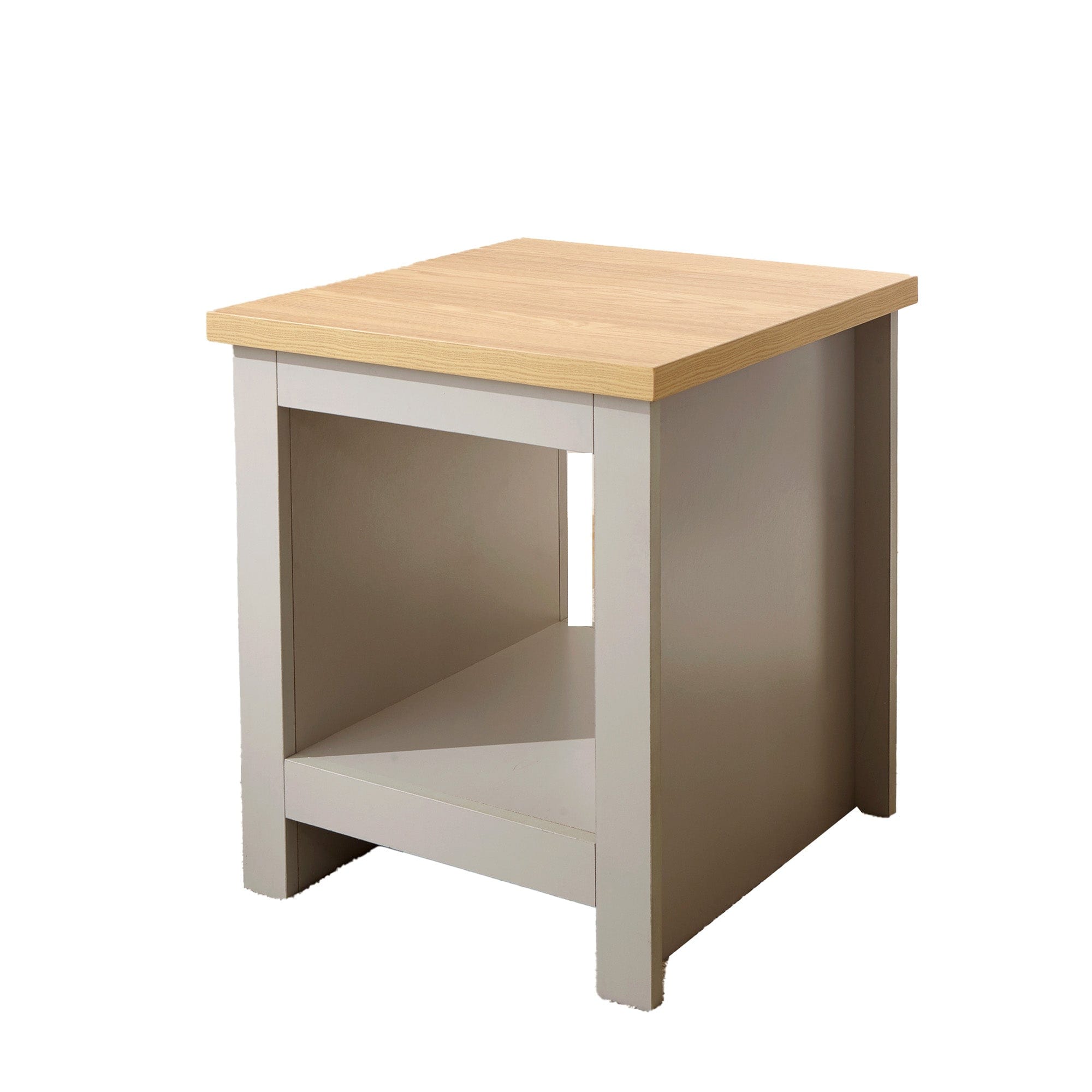 GFW Lamp Table Lancaster Side Table With Shelf Grey Bed Kings