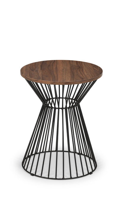 Julian Bowen Lamp Table Jersey Round Wire Lamp Table - Walnut Bed Kings