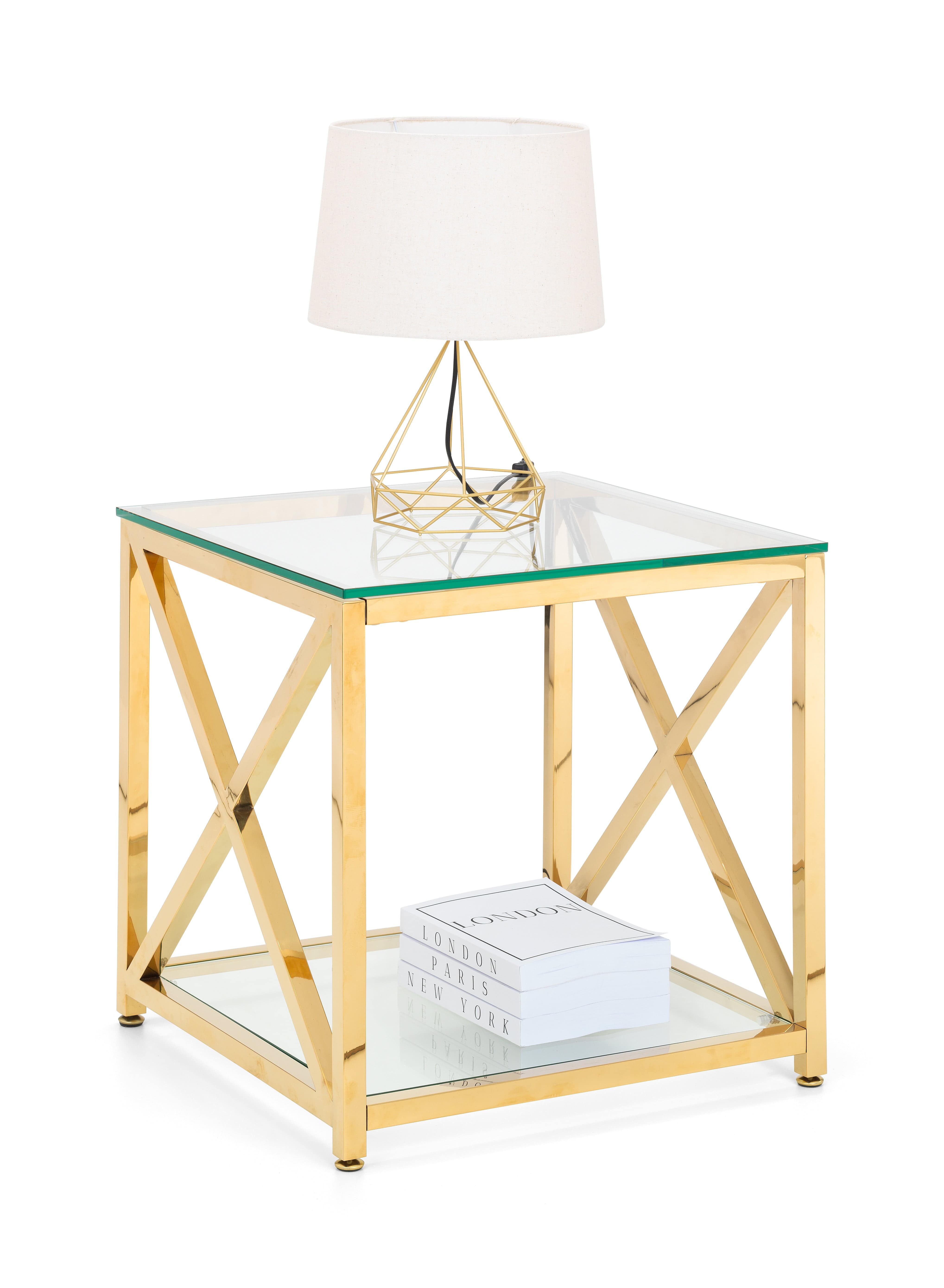 Julian Bowen Lamp Table Miami Lamp Table - Gold Bed Kings