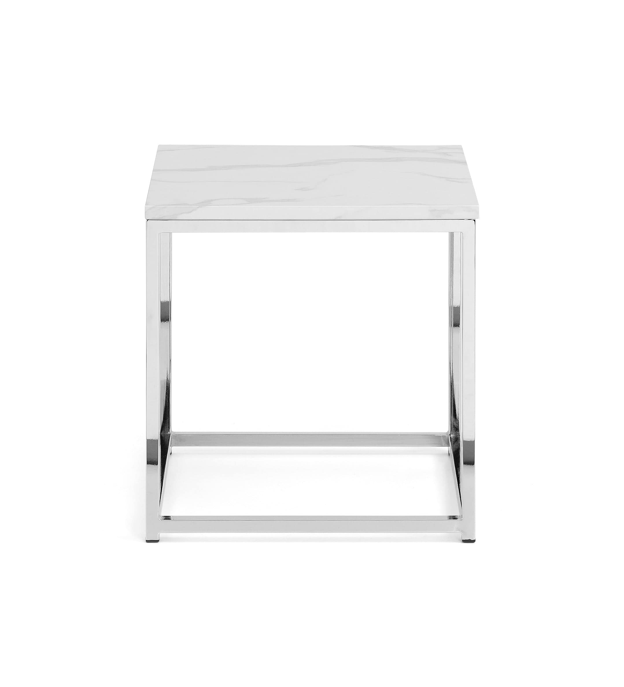 Julian Bowen Lamp Table Scala Marble Top Lamp Table - Chrome & White Marble Bed Kings