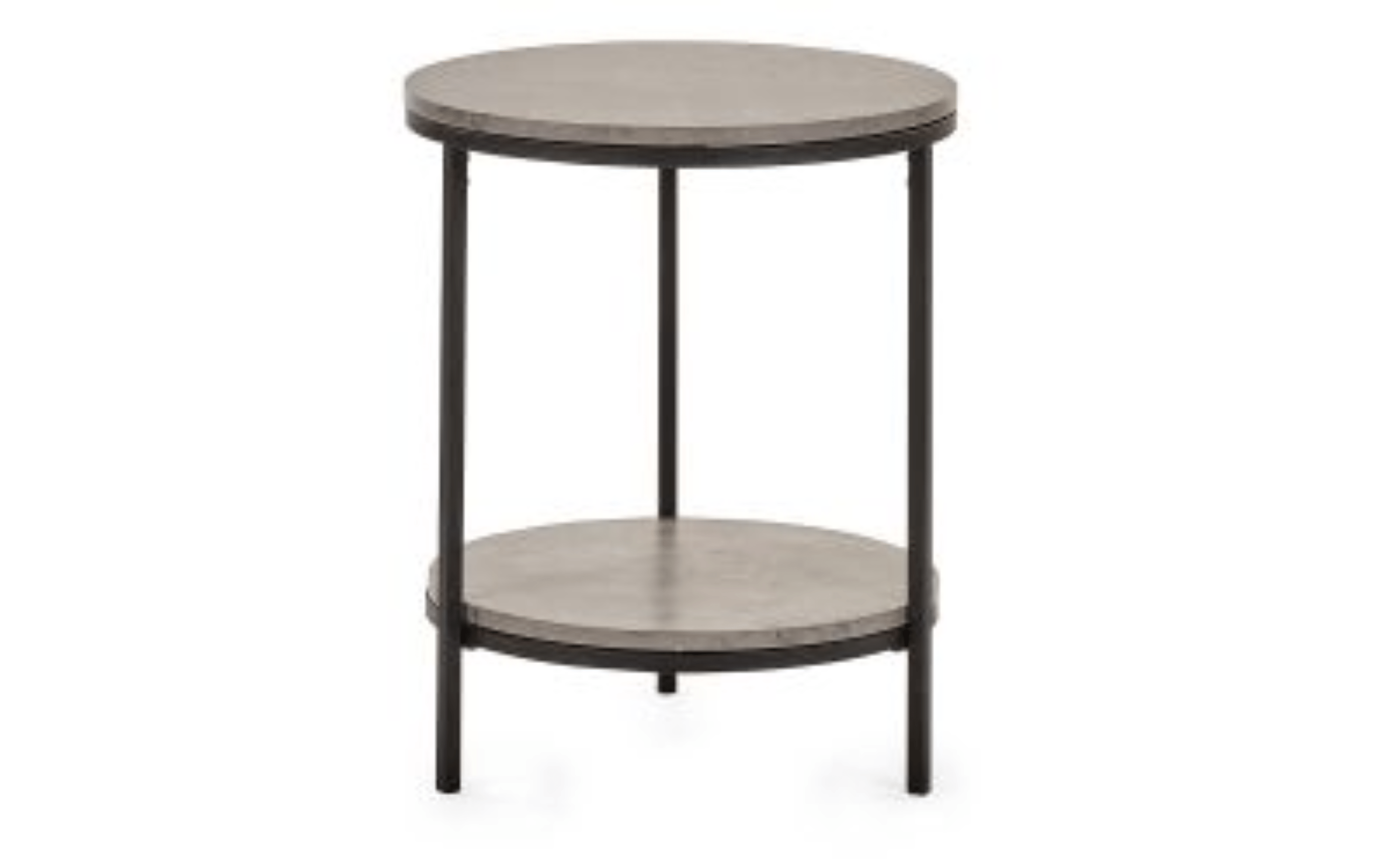 Julian Bowen LAMP TABLE Staten Circular Lamp Table With Shelf - Concrete Bed Kings