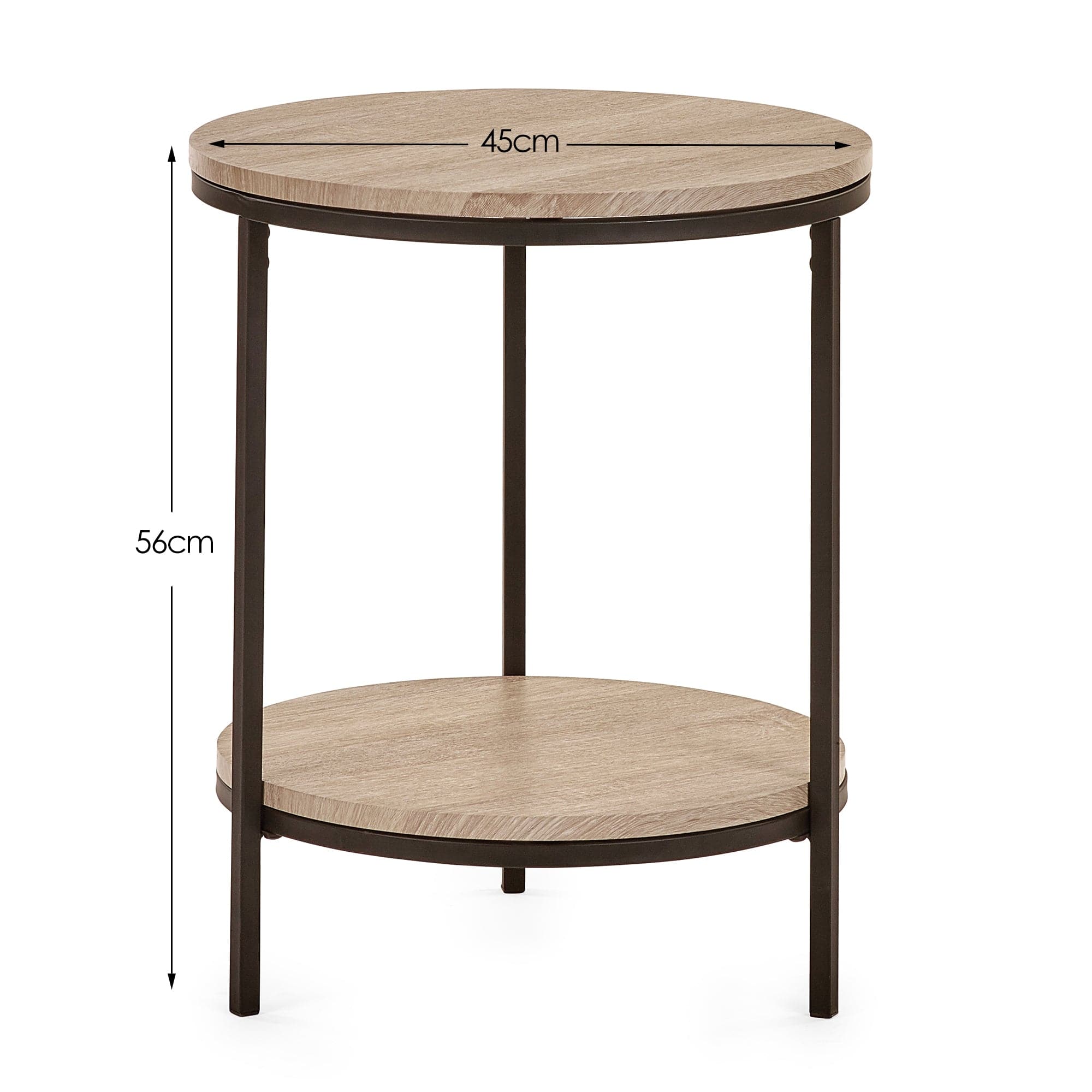 Julian Bowen Lamp Table Tribeca Circular Lamp Table With Shelf - Sonoma Oak Bed Kings