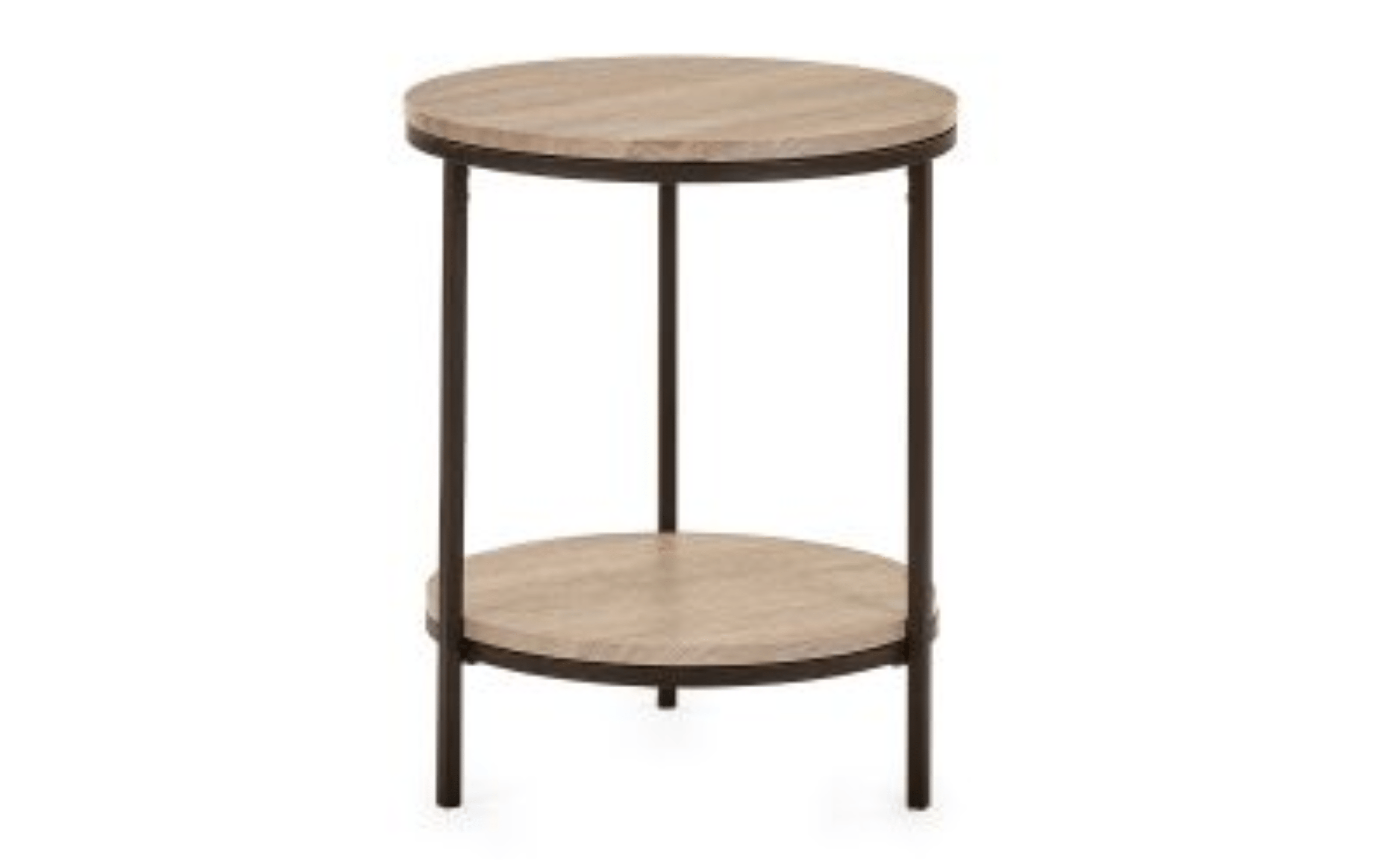 Julian Bowen LAMP TABLE Tribeca Circular Lamp Table With Shelf - Sonoma Oak Bed Kings