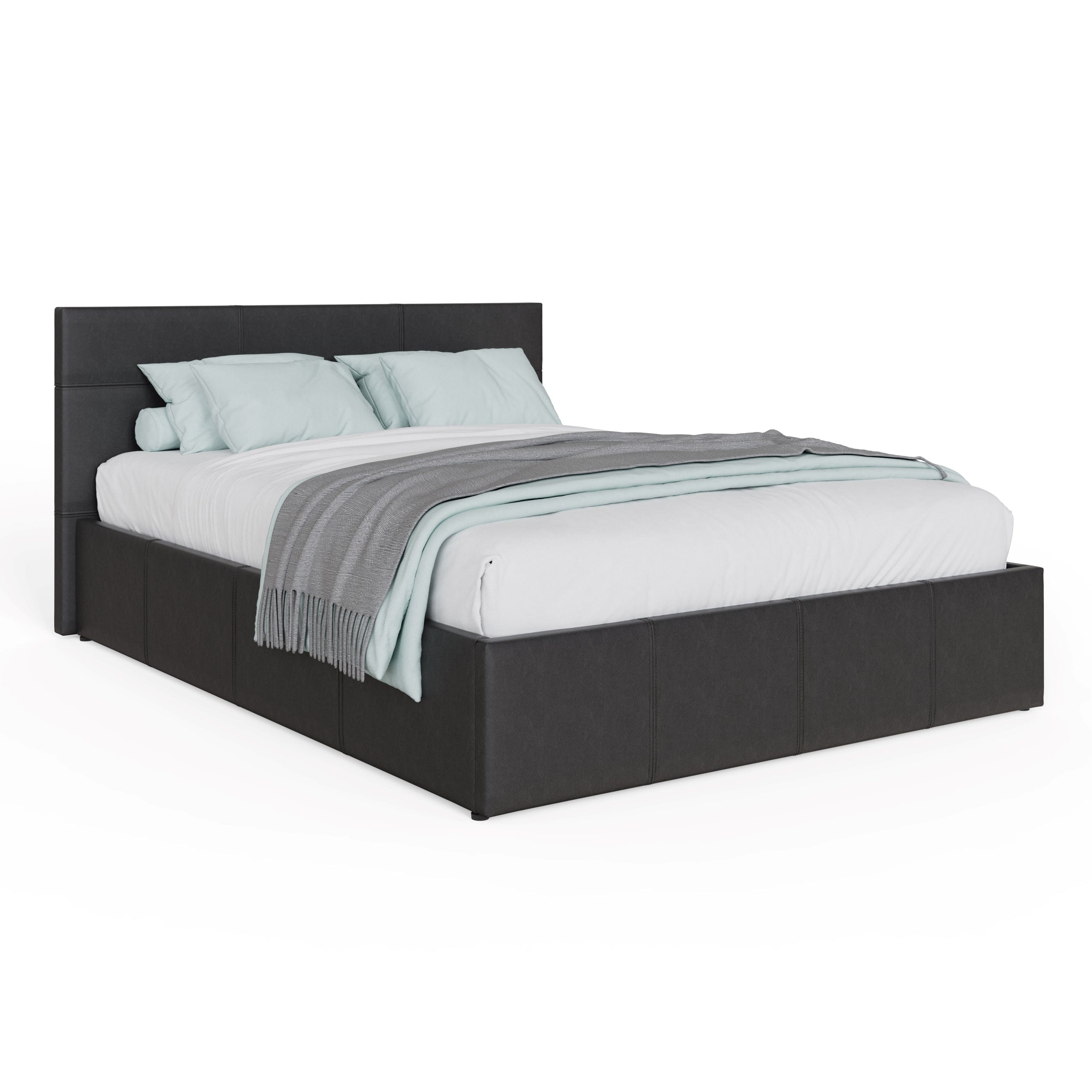 GFW Leather Bed End Lift Ottoman Bed Black Bed Kings