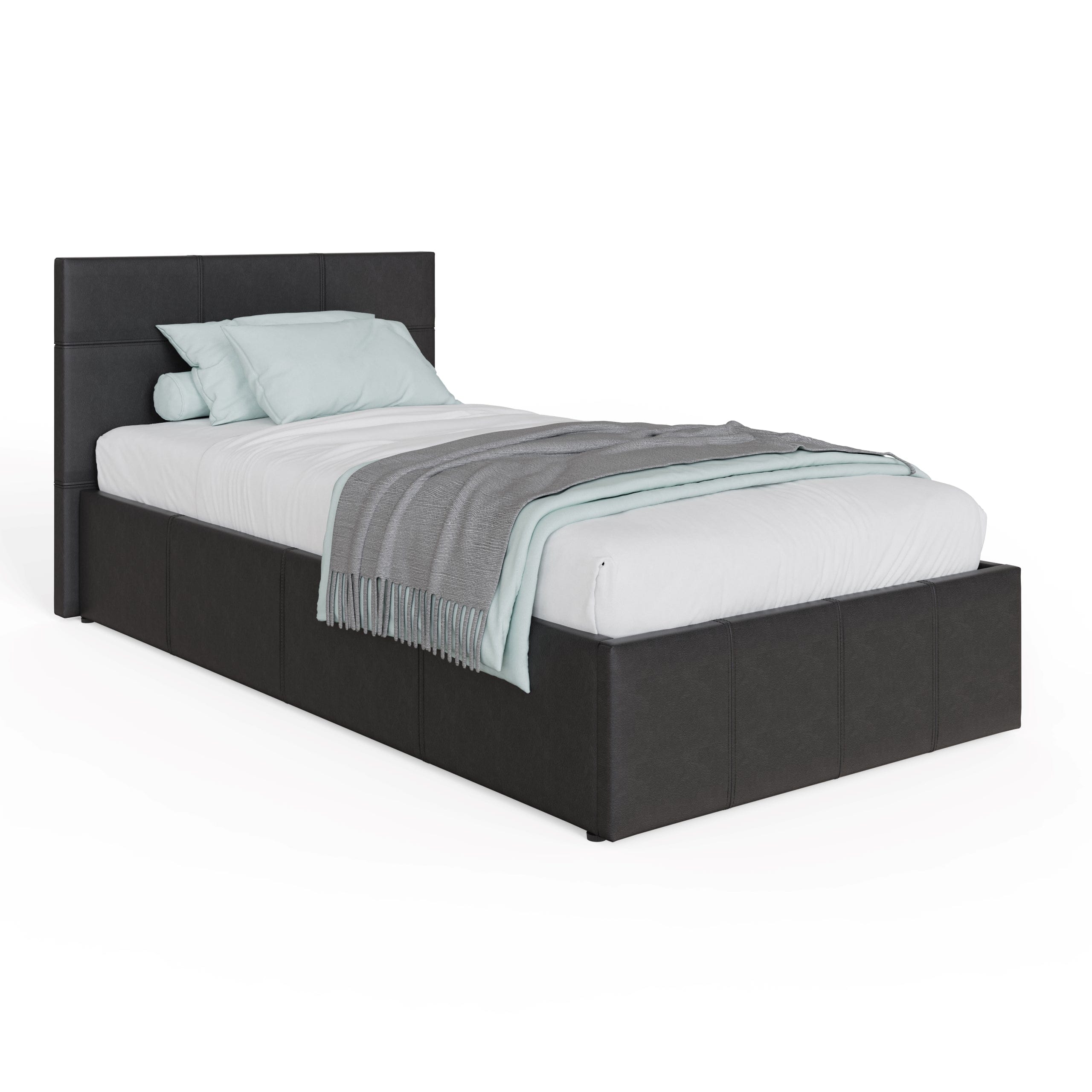 GFW Leather Bed End Lift Ottoman Bed Black Bed Kings